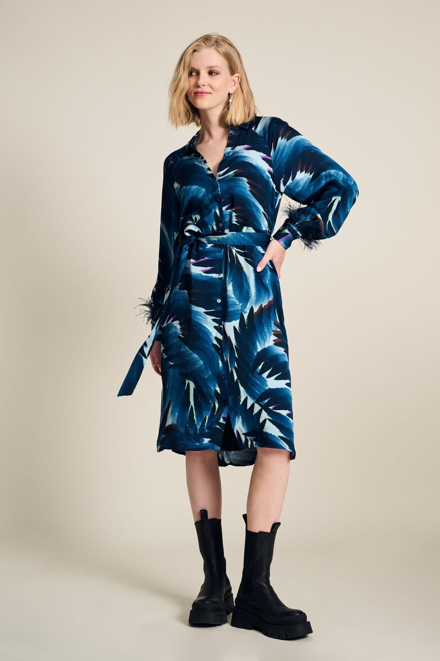 DRESS - JADA FEATHERS BLUE 1