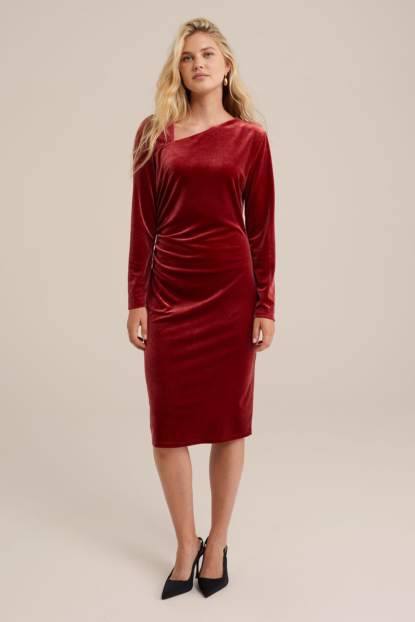 DRESS MID LENGTH VINTAGE RED 2