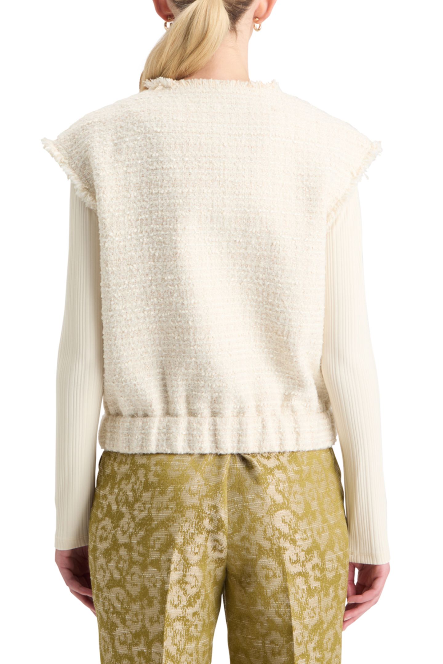 BOUCLE TWEED COLLARLESS GILET SOFT ICE MELANGE 2