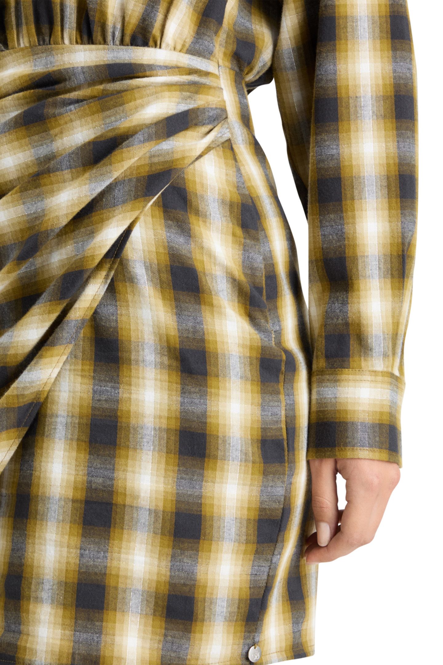 FLANNEL MINI WRAP DRESS OLIVE CHECK 7
