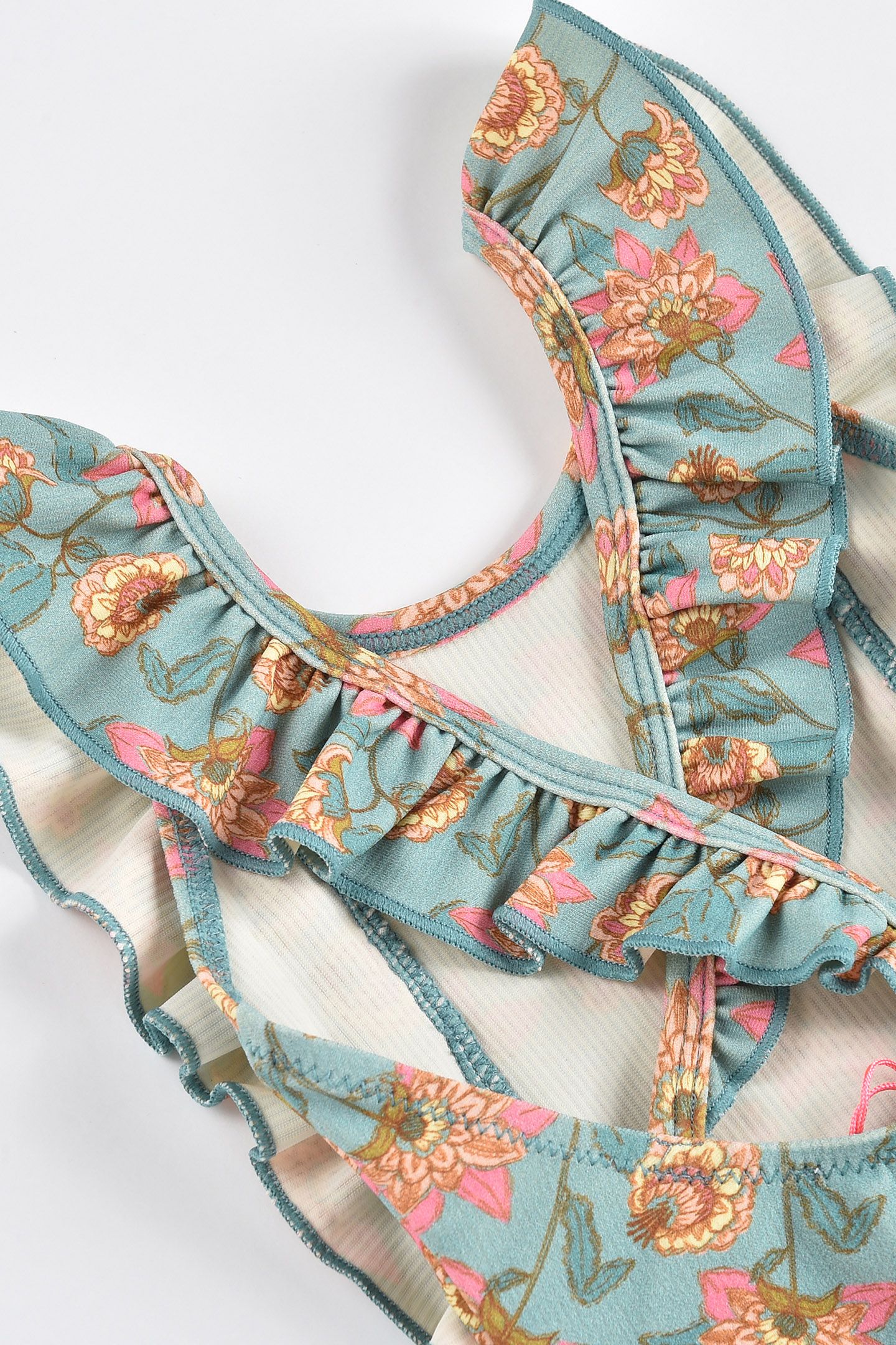 BATHING SUIT MOSILLOS TURQUOISE FLOWERS 9