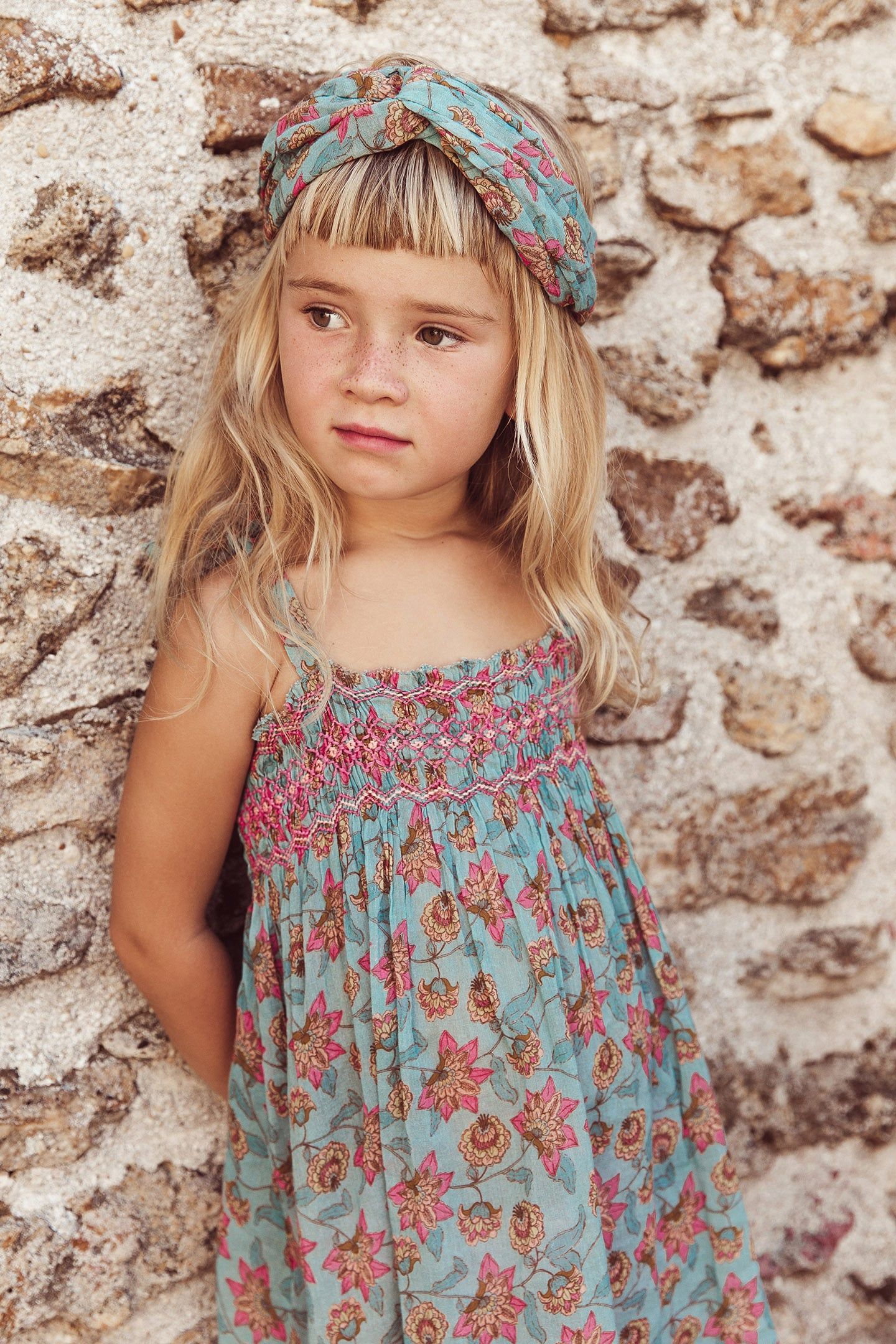 DRESS MARCELINE TURQUOISE FLOWERS 5