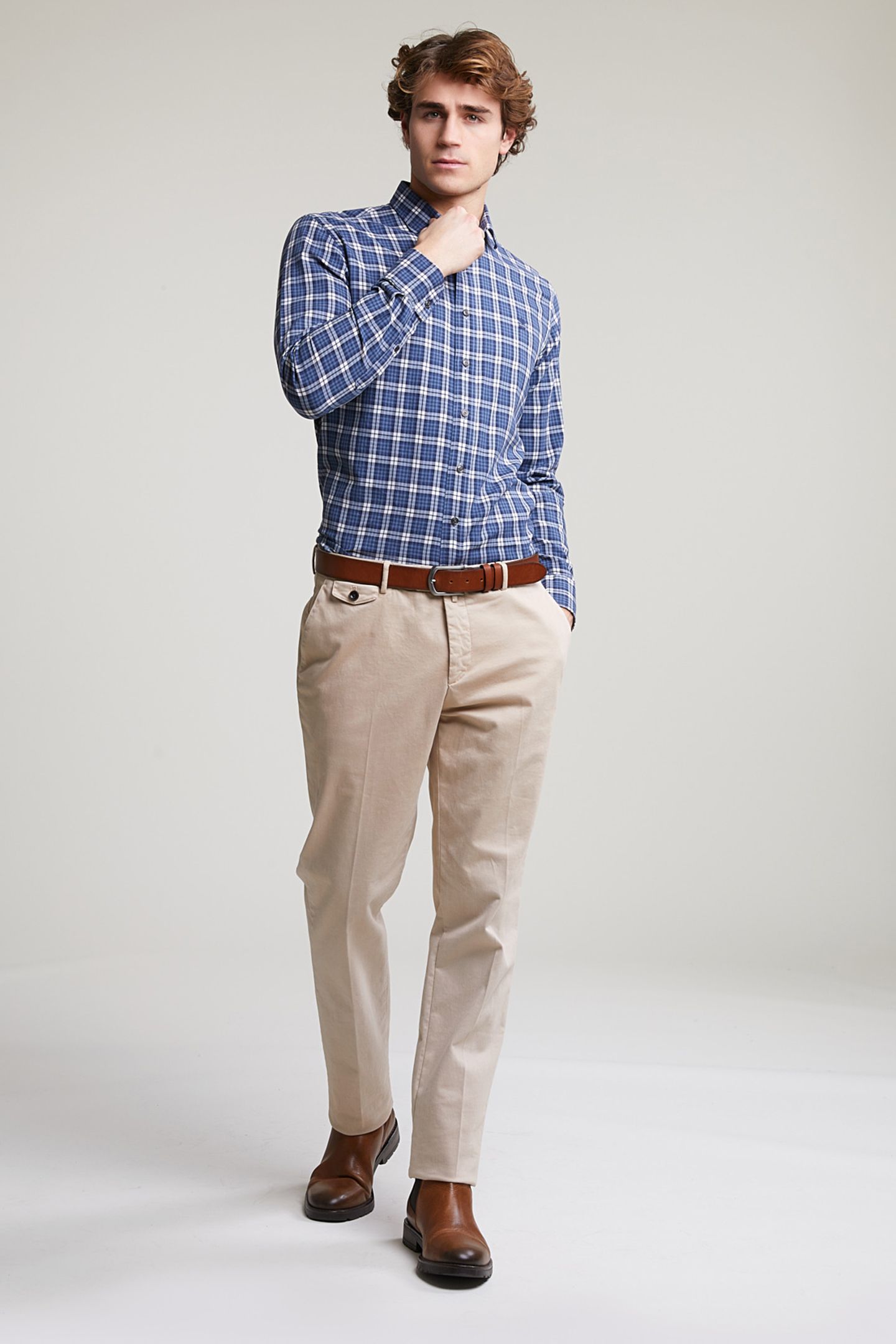 CUSTOM FIT CHECKED SHIRT BLUE/WHITE 3
