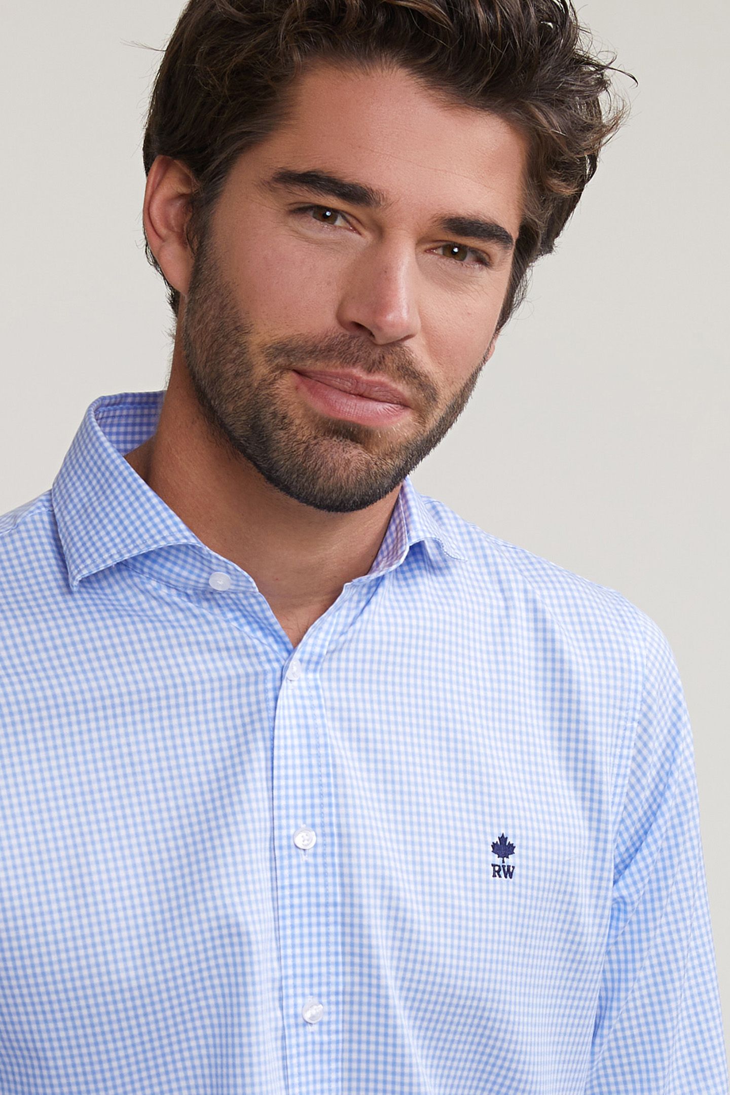 SLIM FIT CHECKED SHIRT BLUE/WHITE 4