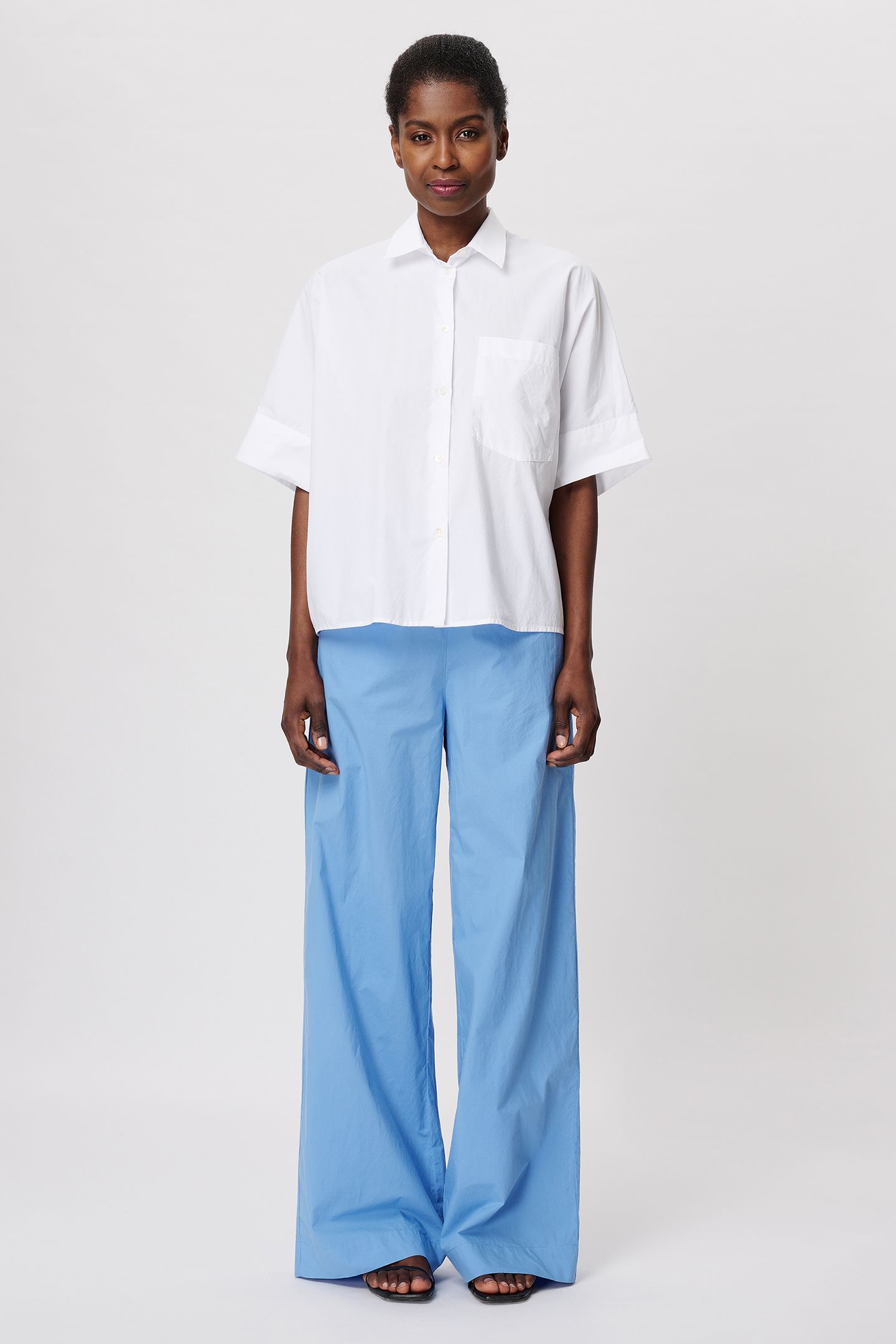 COTTON WIDE LEG PANTS SKY BLUE 4