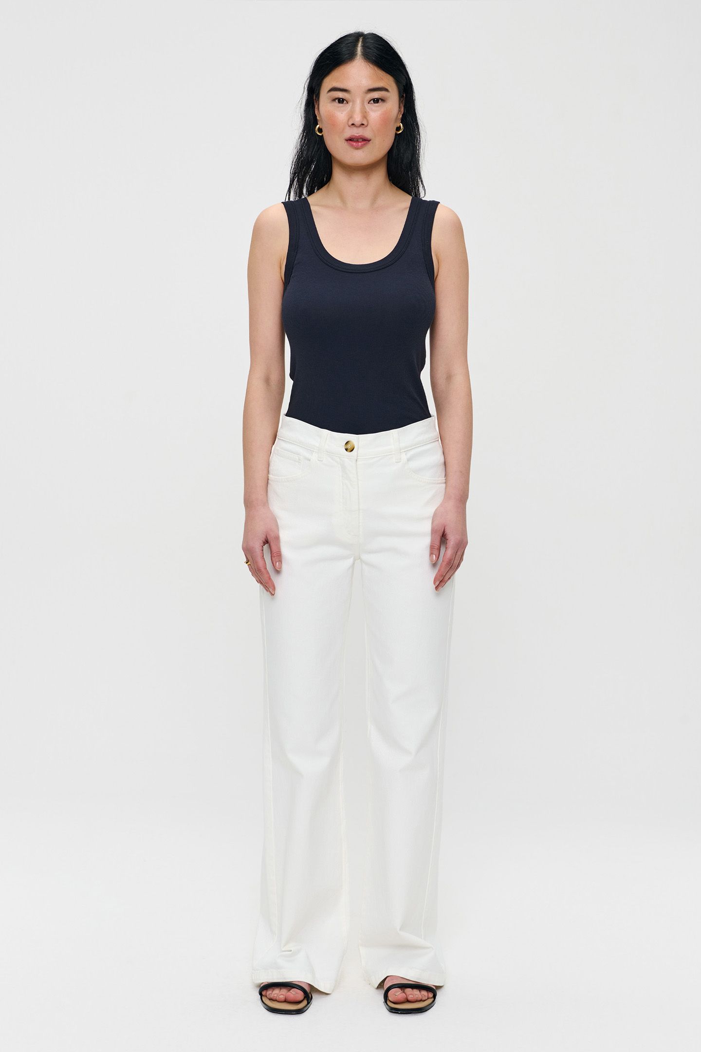 FLARED TWILL PANTS OFF WHITE 3