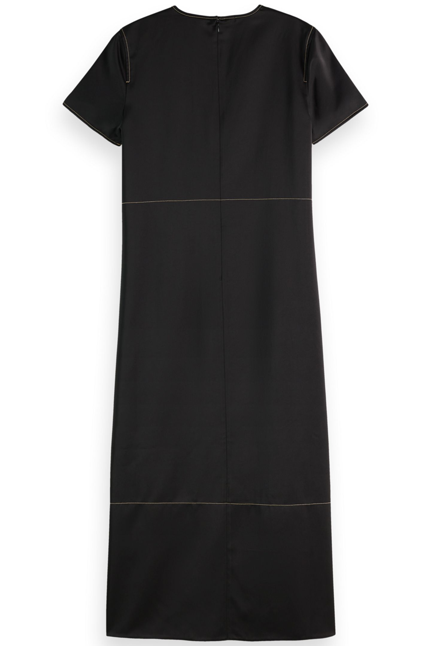 CONTRAST STITCHING SATIN DRESS EVENING BLACK 2