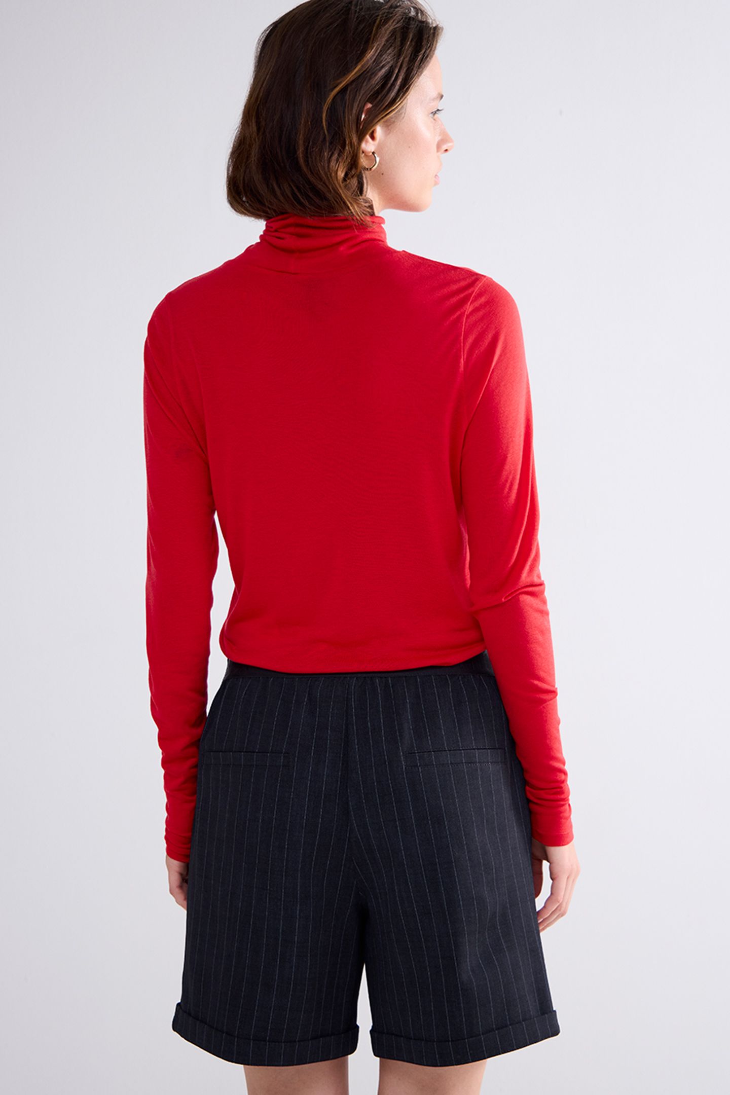 TURTLE NECK TOP LYOCELL WOOL BASICS TRUE RED 2
