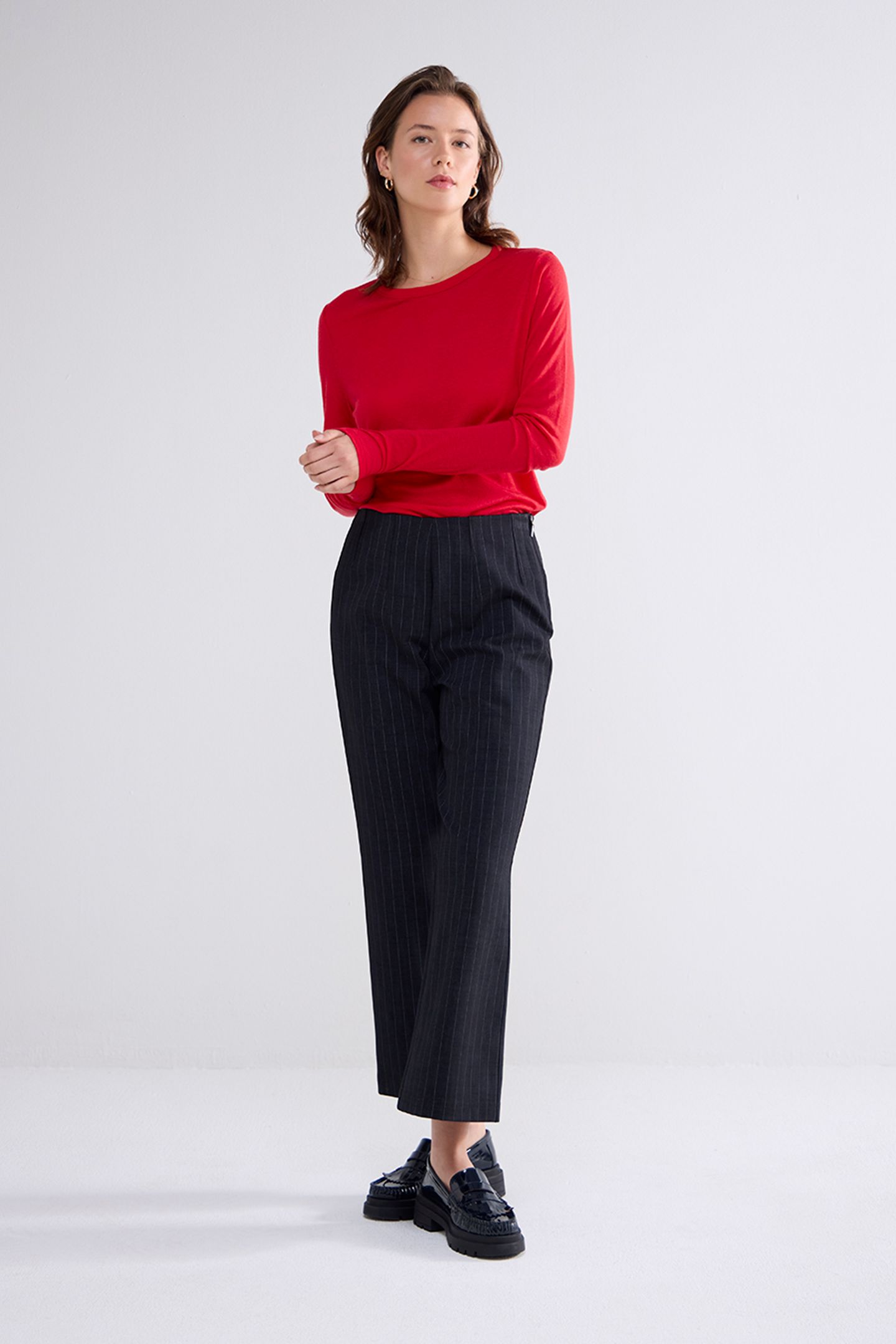 ROUND NECK TOP LYOCELL WOOL BASICS TRUE RED 1
