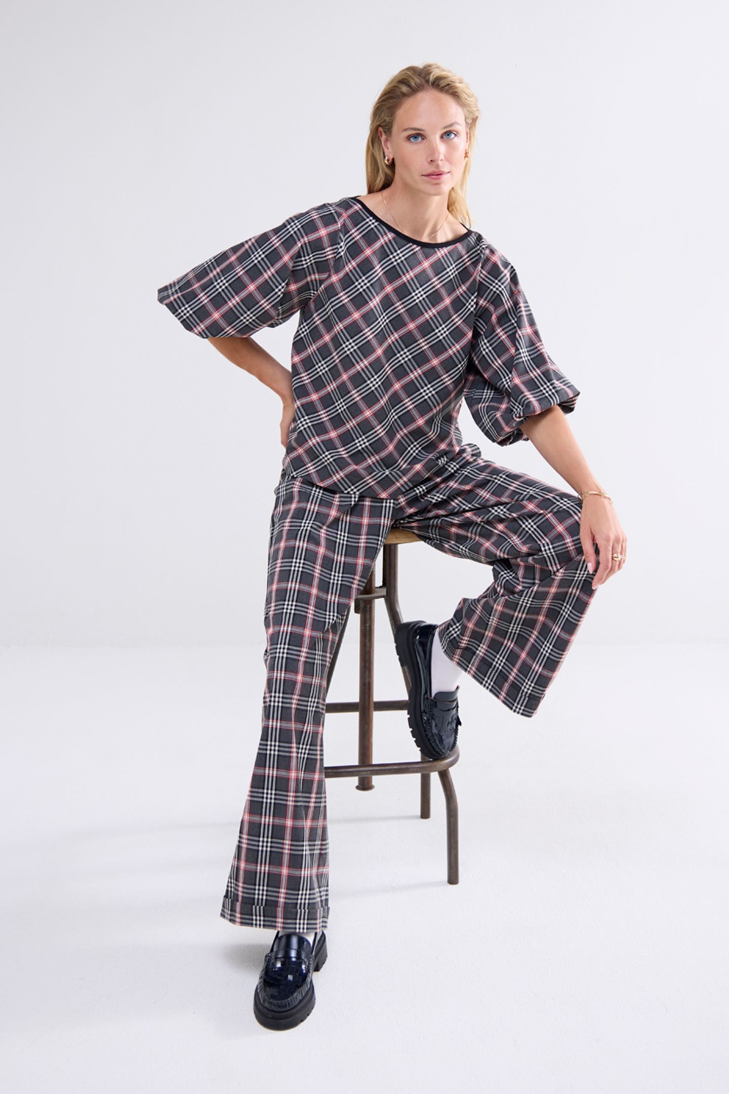 TROUSERS CHECK IN RED MULTICOLOUR 4