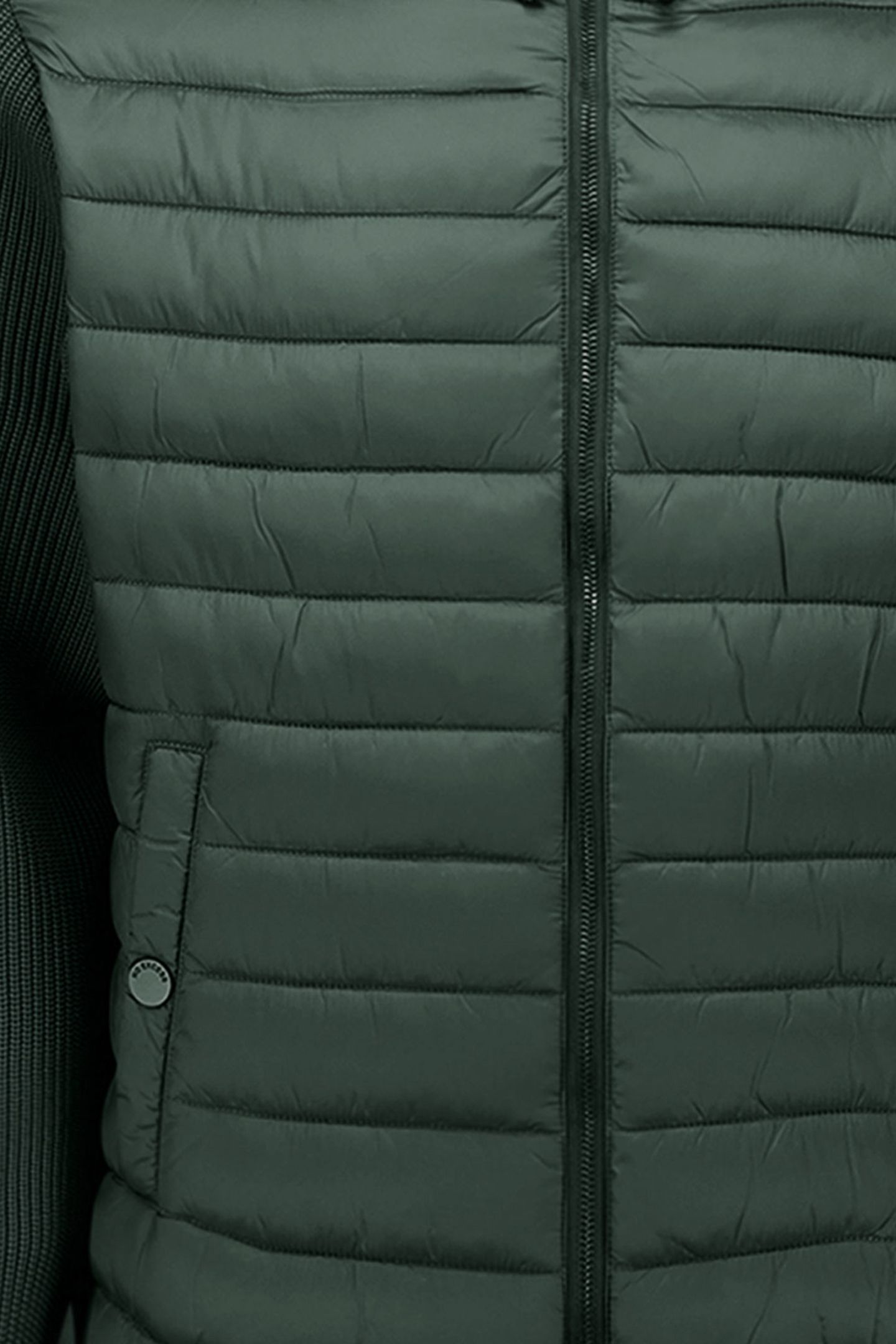 JACKET HOODED PADDED MIX WITH KNIT DARK STEEL 3