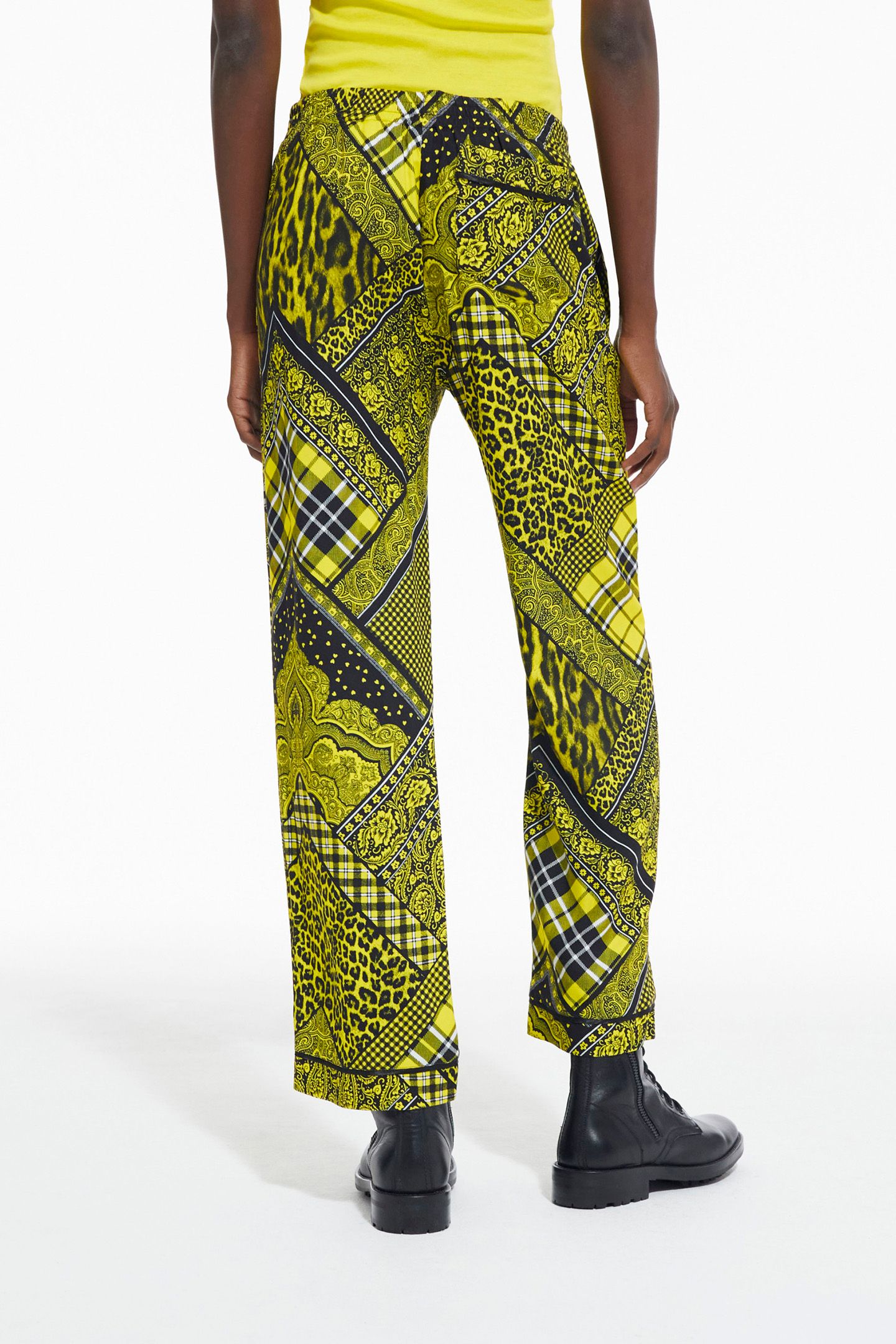 STRAIGHT FLOWING PANTS BLACK/YELLOW 3