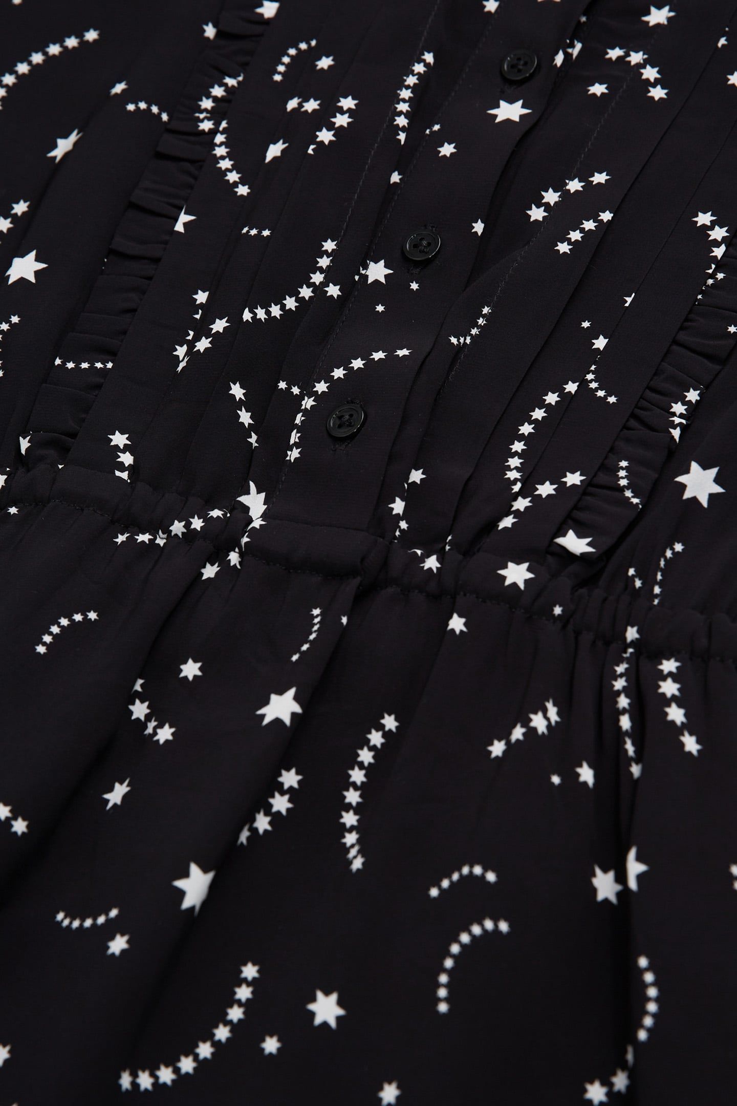 COMET PRINT LONG-SLEEVED SHORT DRESS BLACK WHITE 7