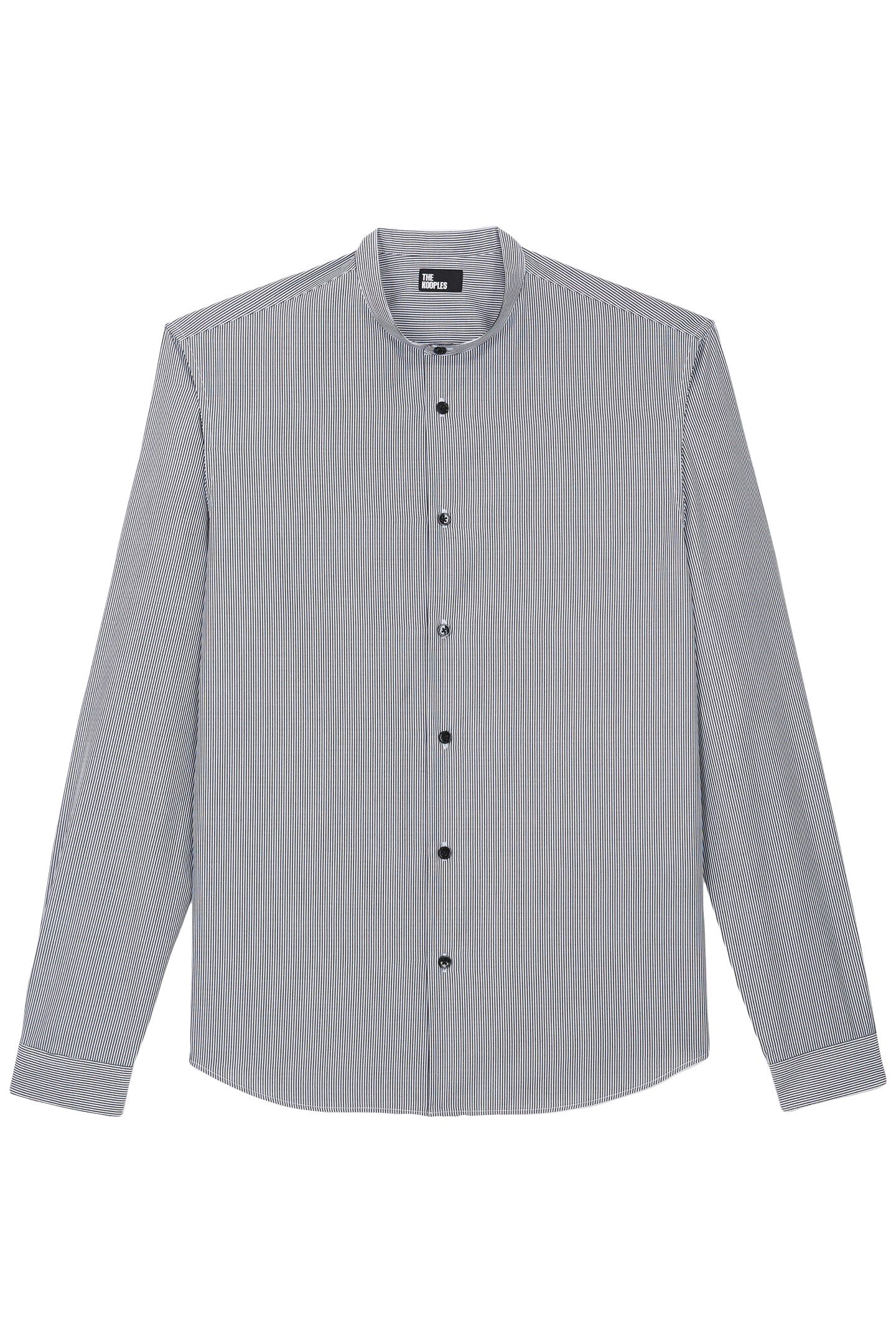 SLIM SHIRT WITH OFFICER COLLAR BLACK WHITE 3