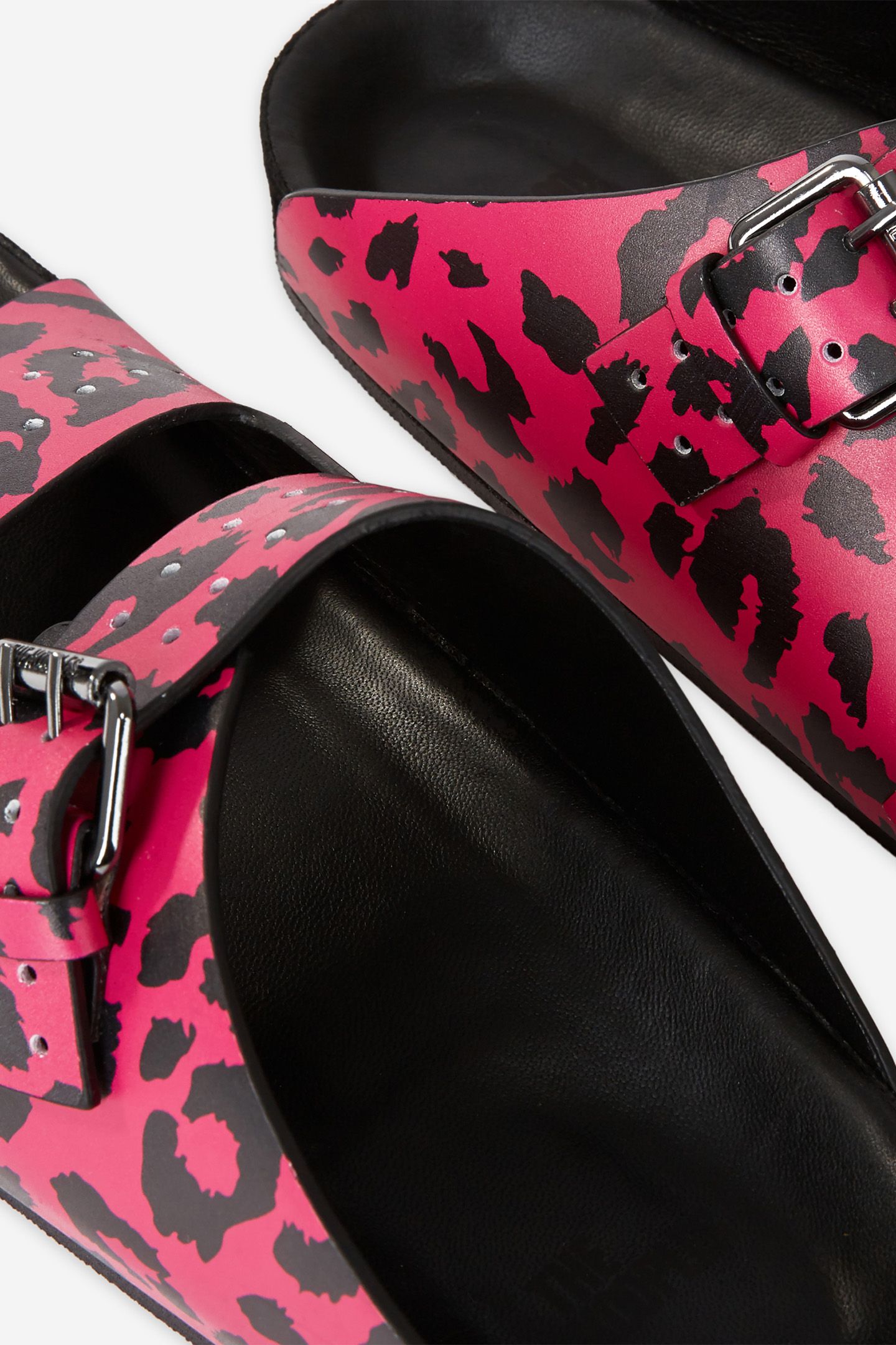 LEOPARD PRINT LEATHER SANDALS PINK 4