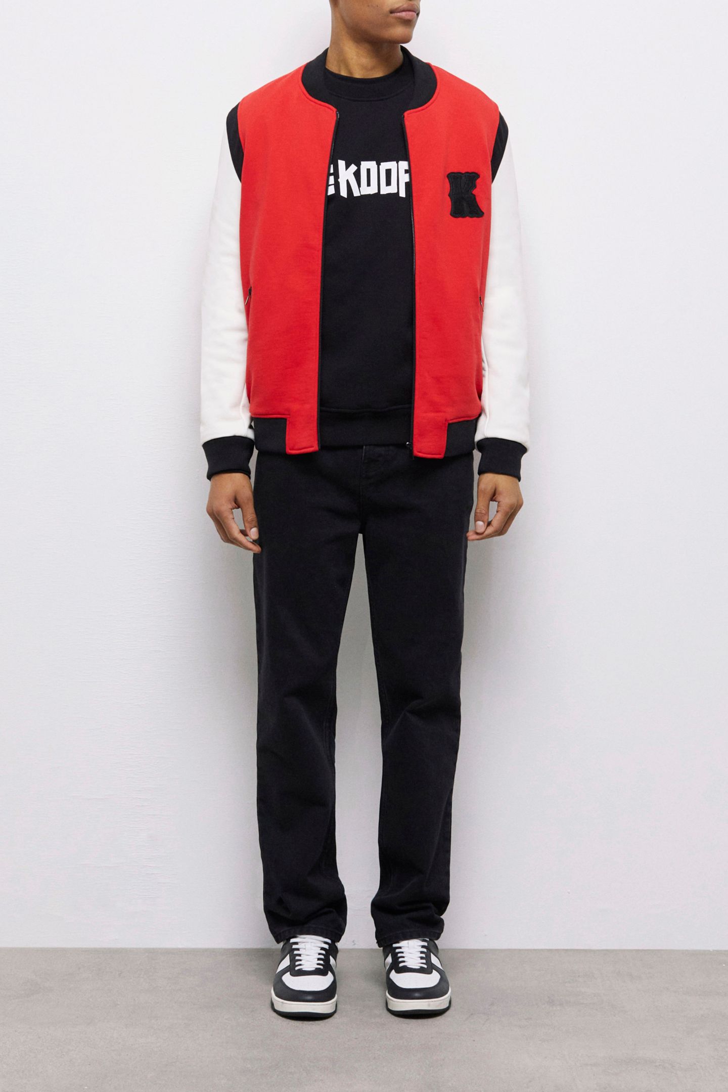 TEDDY WITH LEATHER SLEEVE AND K EMBROIDERY RED/WHITE 1