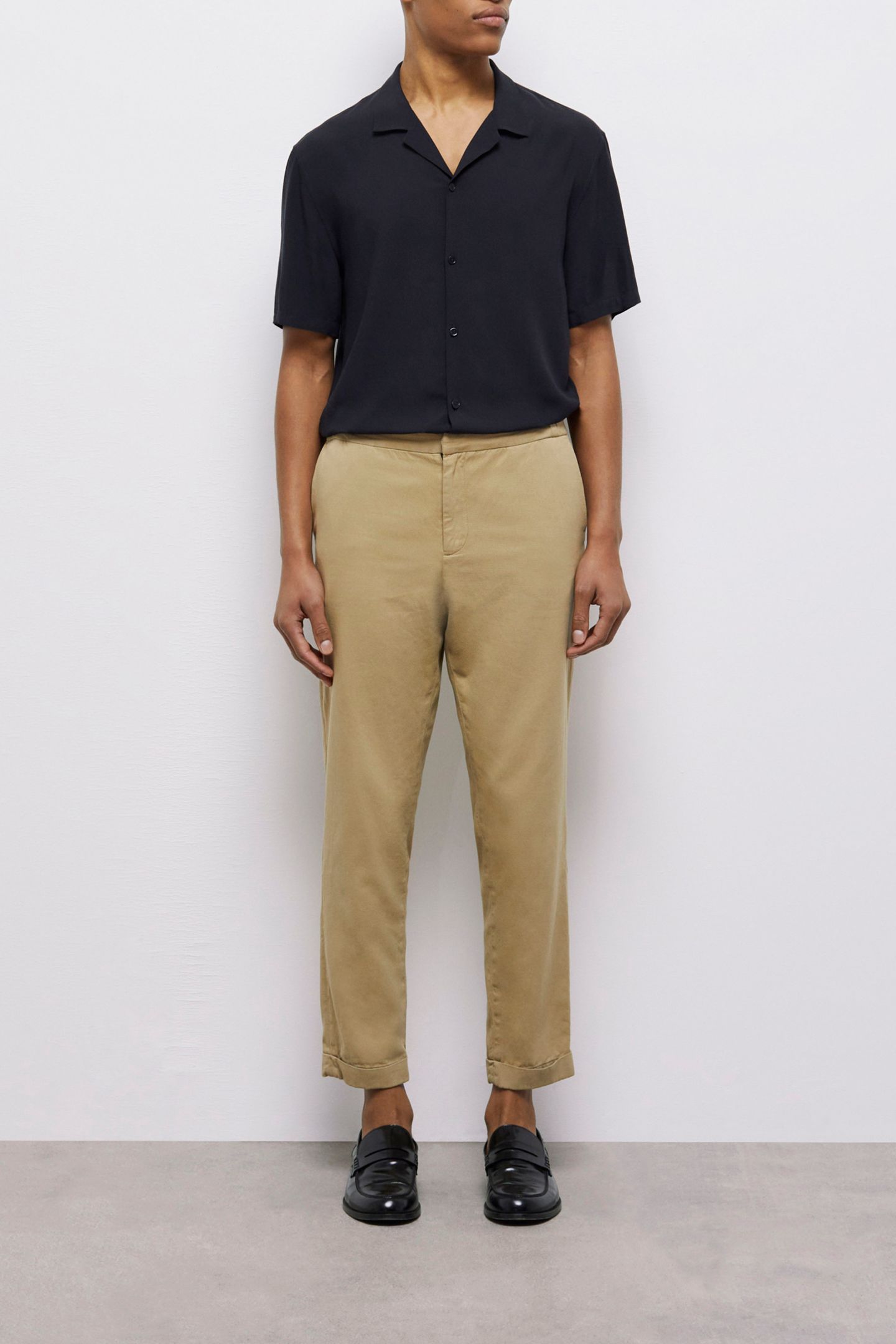 STRAIGHT PANTS WITH SEMI-ELASTICATED WAISTBAND BEIGE 1