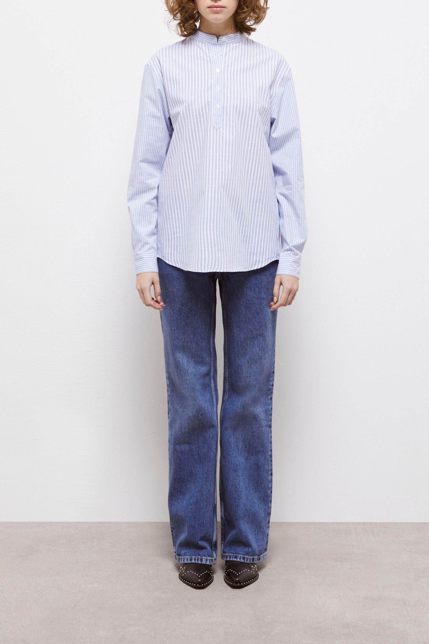 LONG SLEEVE SHIRT WITH CLASSIC COLLAR BLUE WHITE 1