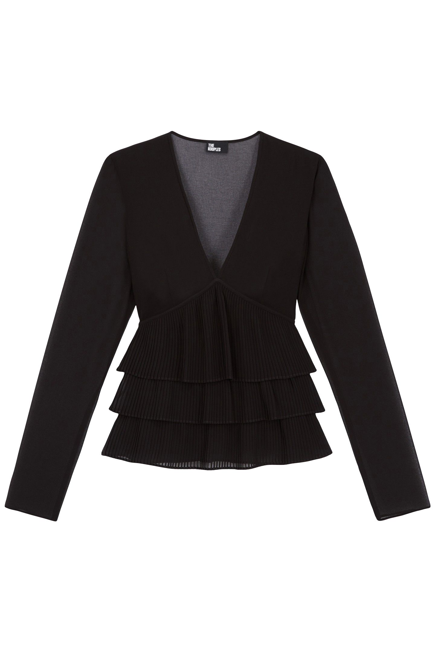 LONG-SLEEVED TOP WITH A V-NECK BLACK 4