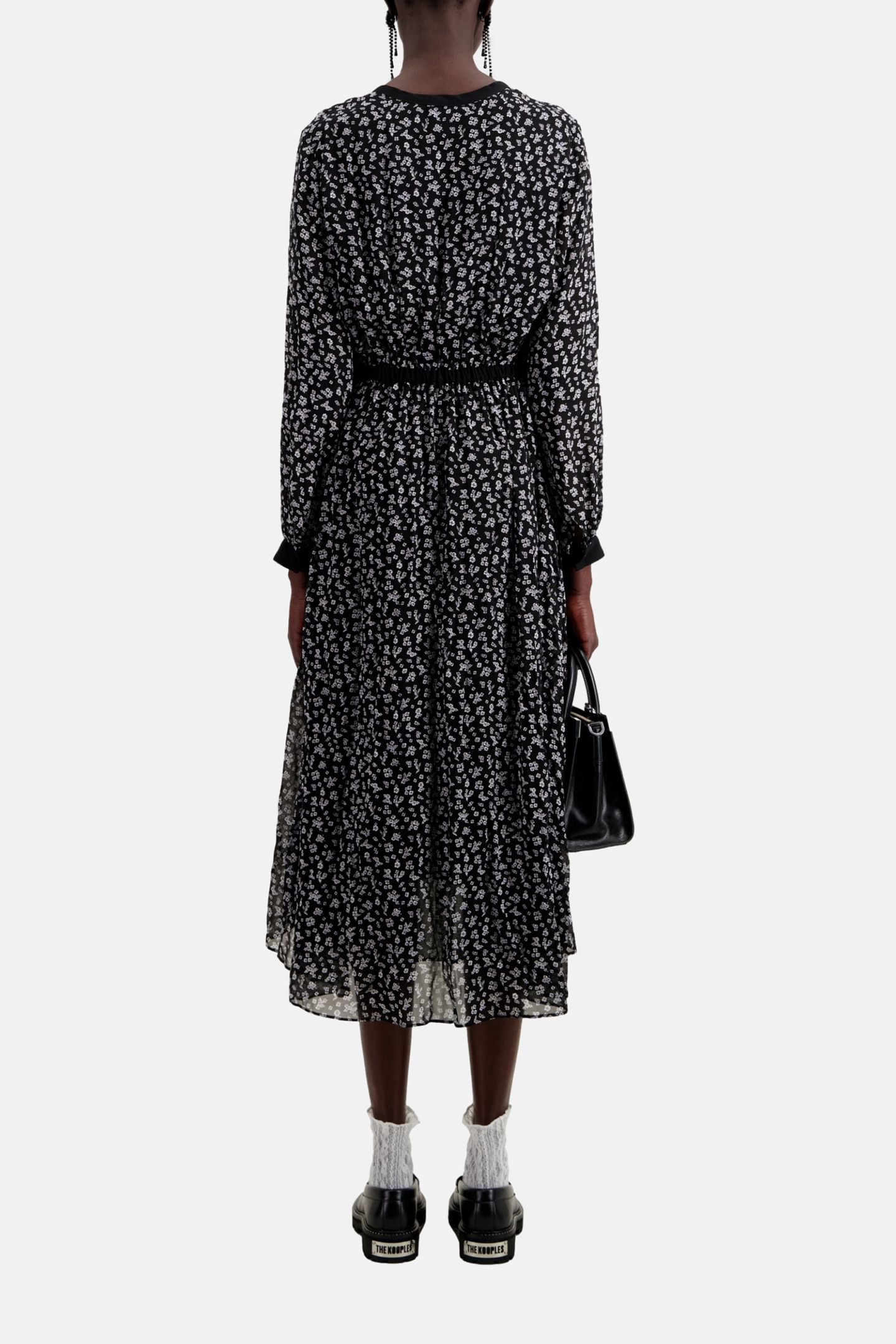 LONG DRESS WITH LONG SLEEVES BLACK-ECRU 2