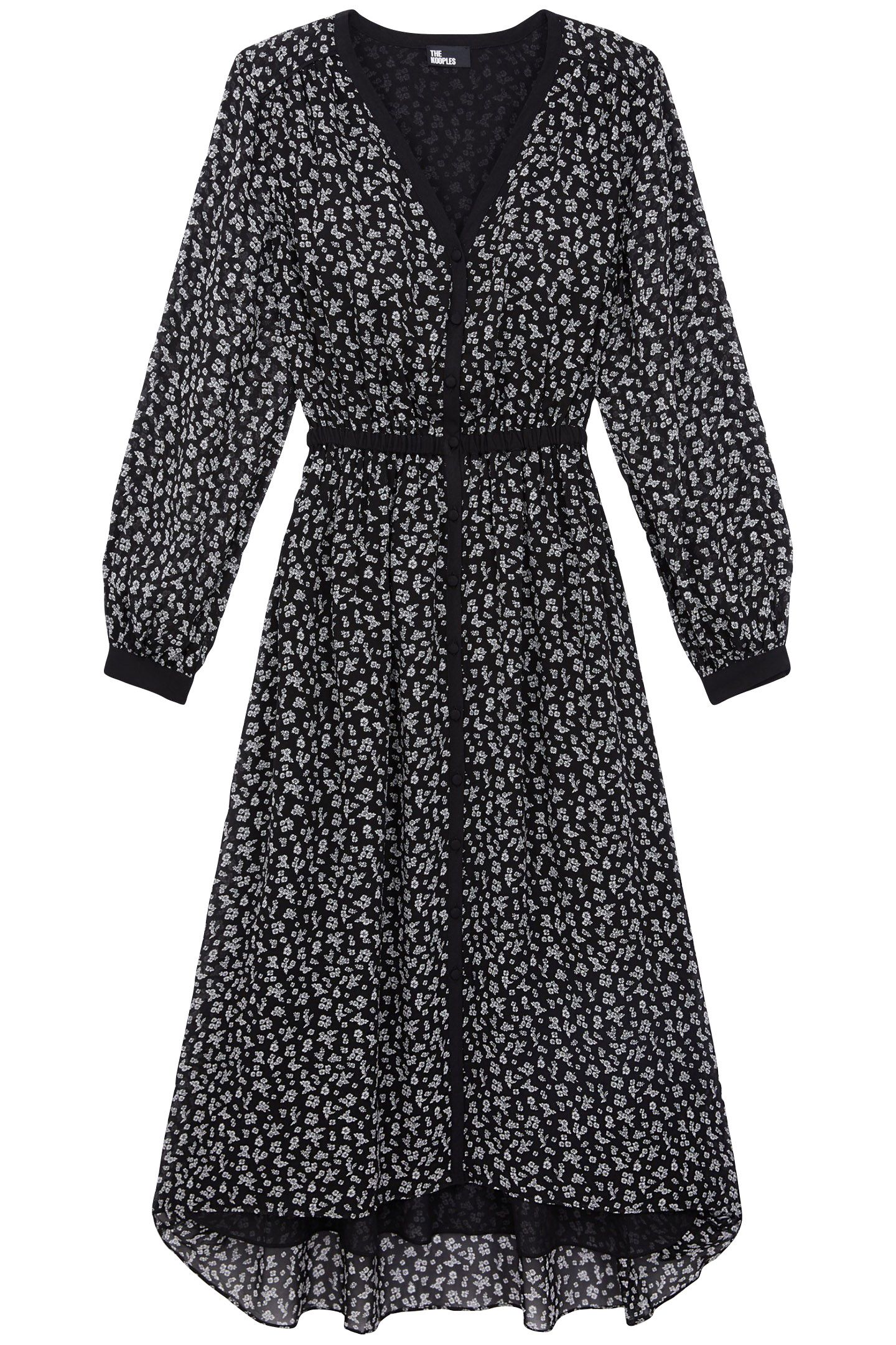 LONG DRESS WITH LONG SLEEVES BLACK-ECRU 3