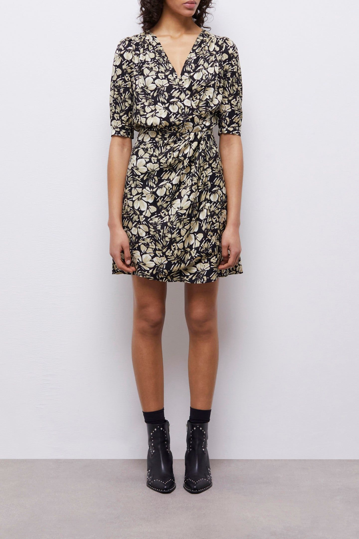 SHORT SLEEVE DRESS BLACK BROWN 2