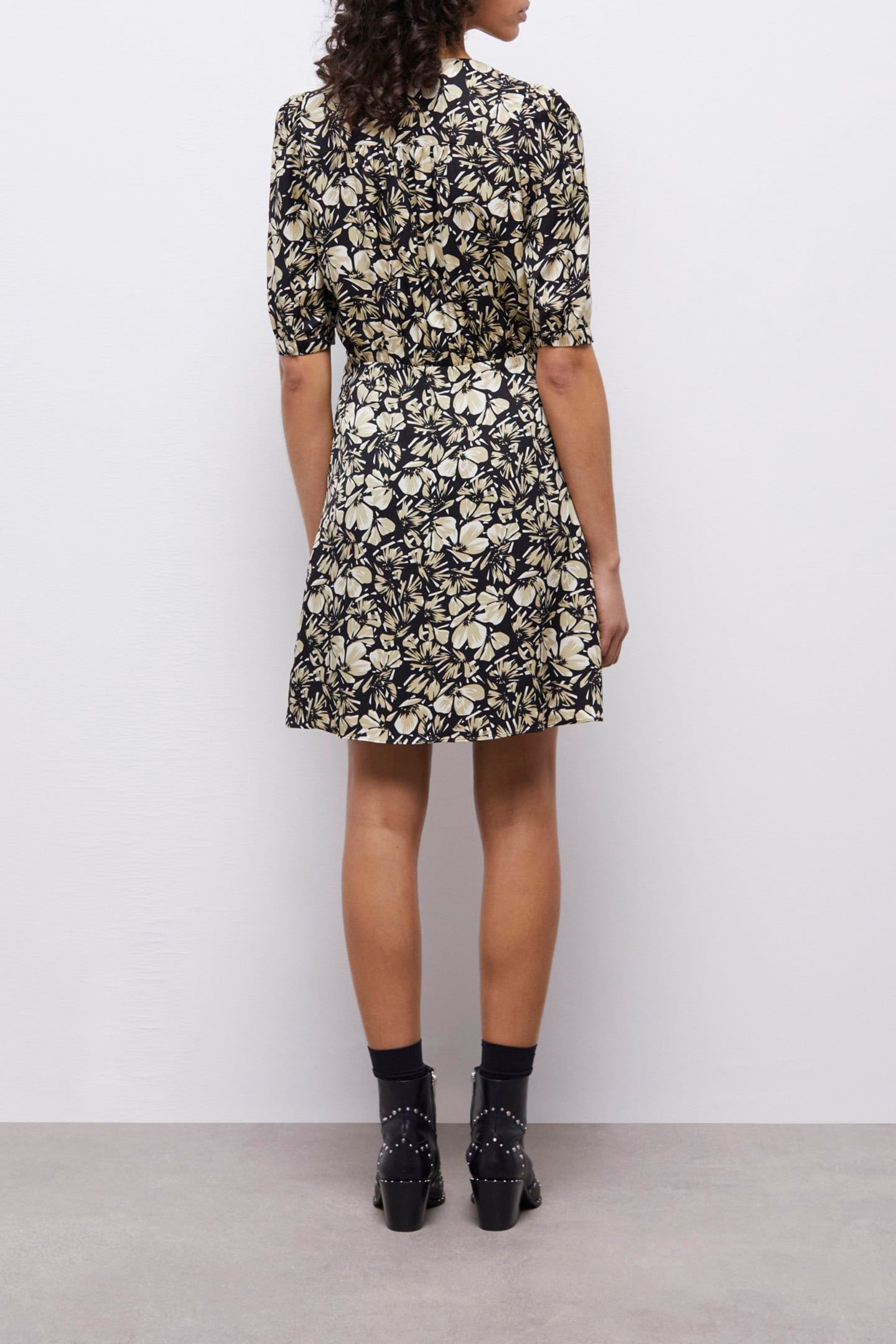 SHORT SLEEVE DRESS BLACK BROWN 3