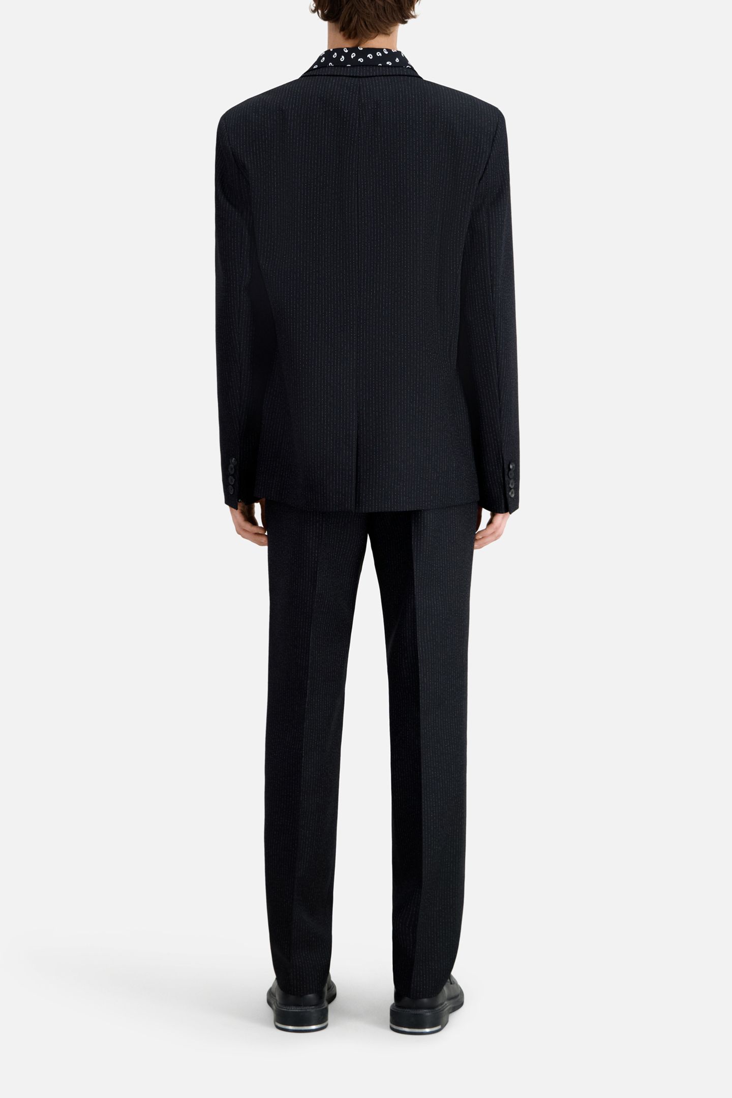 STRAIGHT-FIT STRIPED SUIT JACKET BLACK-ECRU 3