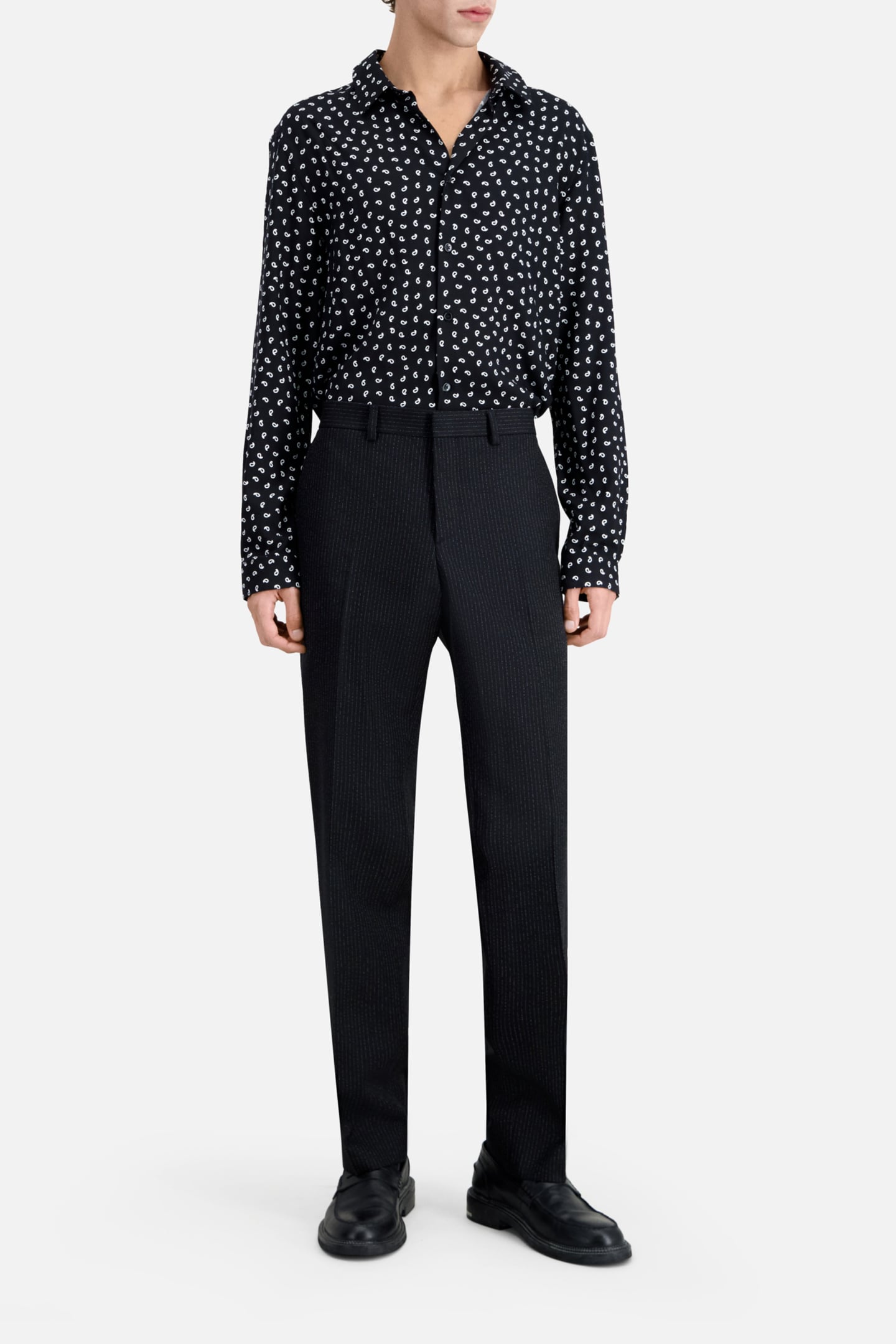 STRAIGHT SUIT TROUSERS BLACK-ECRU 1