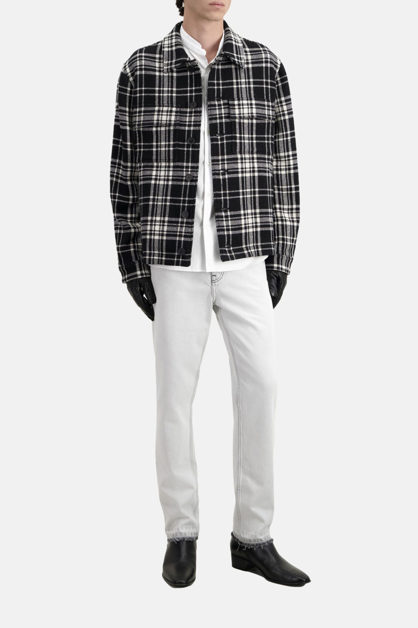 UNLINED OVERSHIRT JACKET BLACK WHITE 4