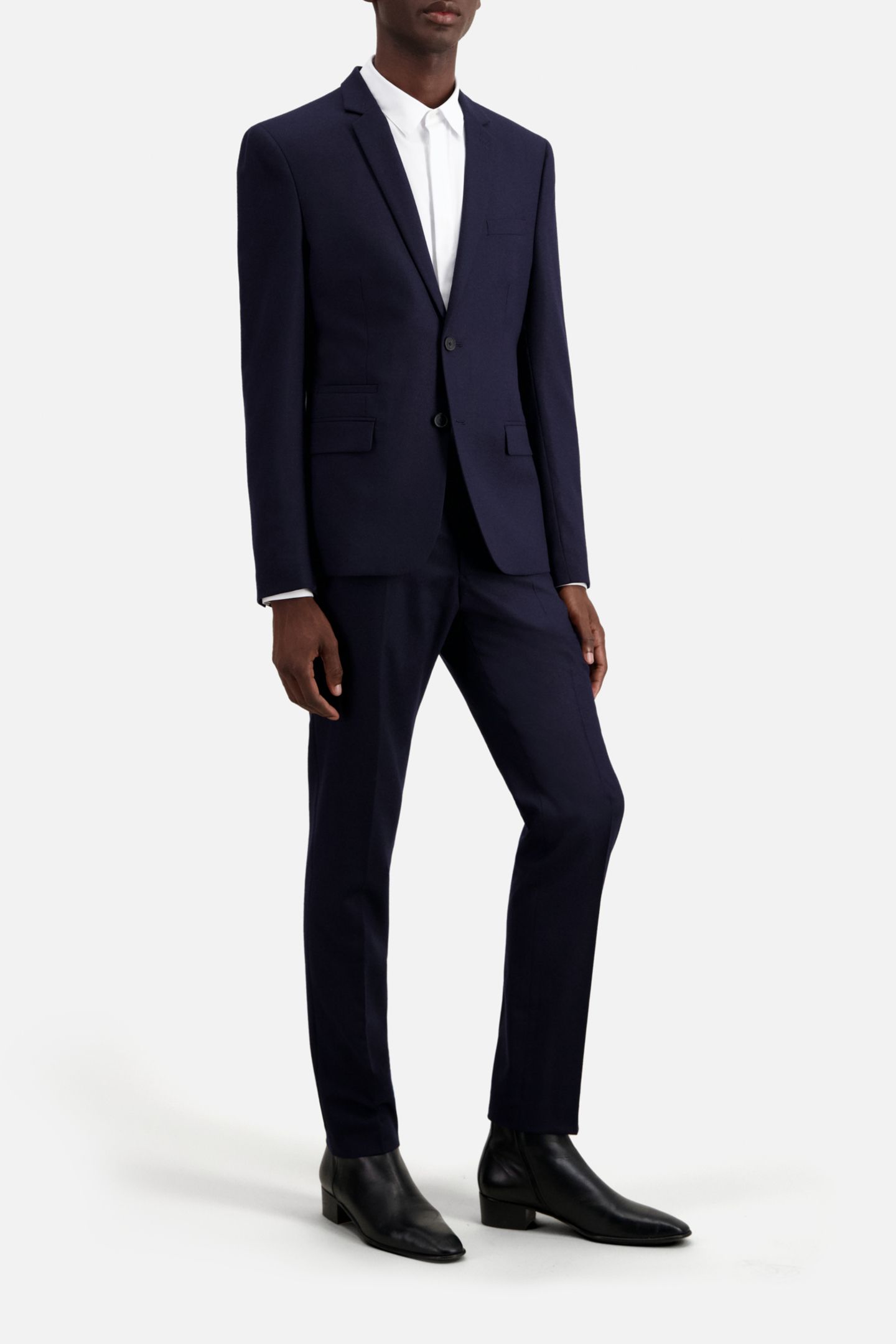 FITTED FLANNEL SUIT JACKET NAVY 5
