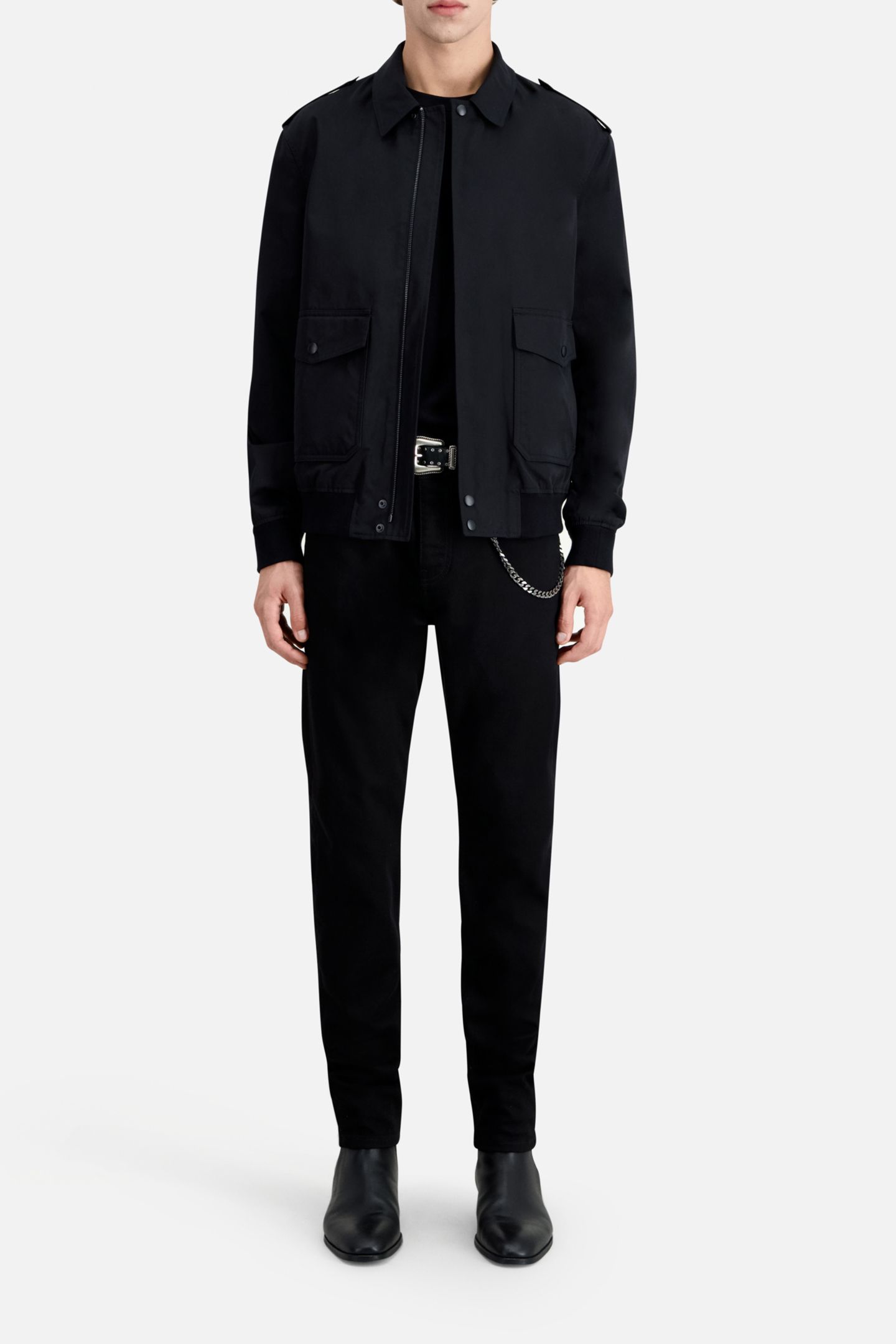 JACKET WITH COLLAR AND FRONT PATCH POCKETS BLACK 2