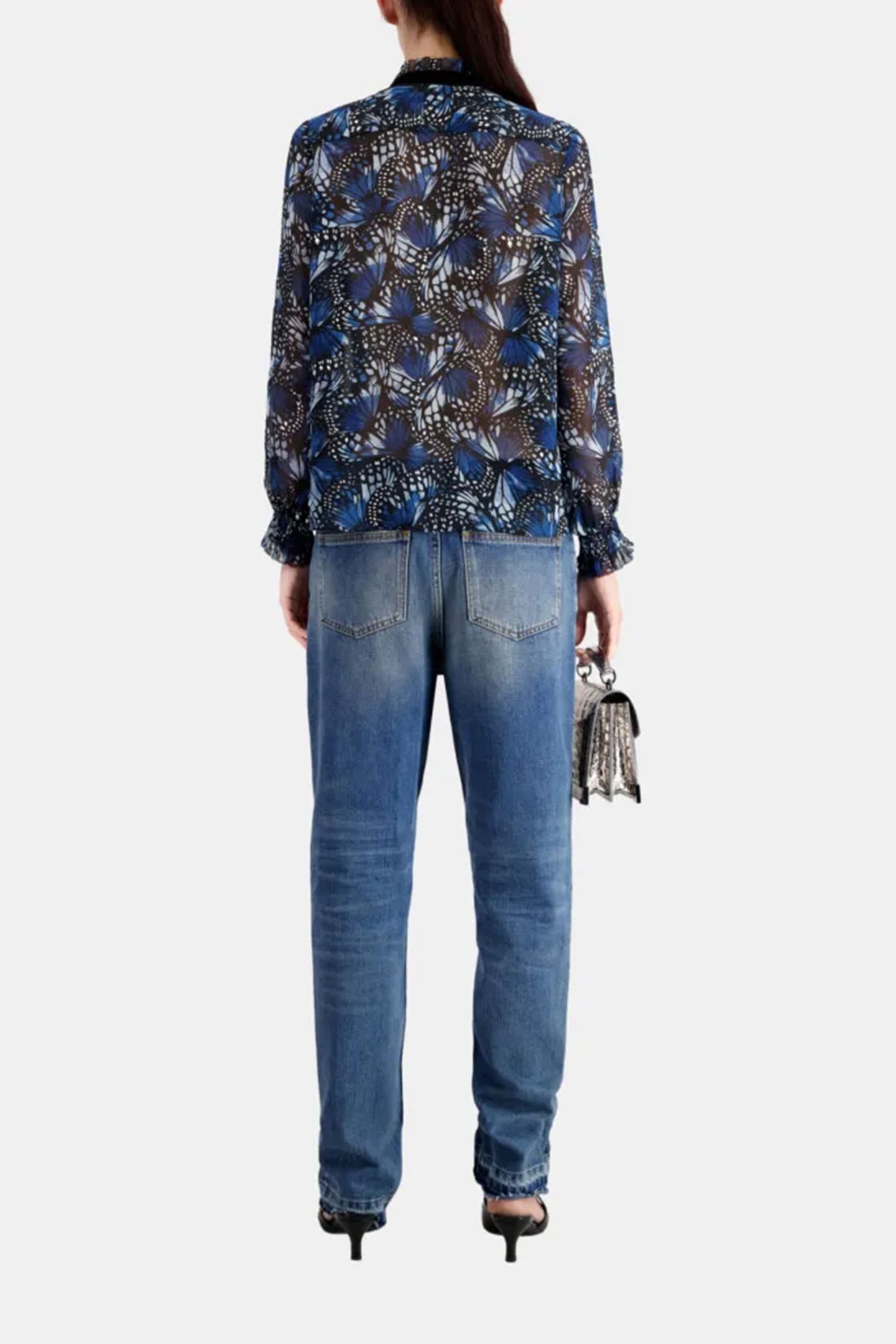 ML TOP BUTTONED NECKLINE WITH VELVET BRAID BLUE 3