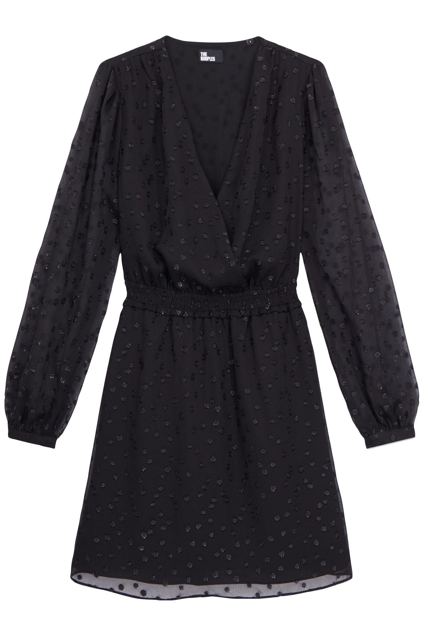 SHORT DRESS WITH 3/4 SLEEVES AND CROSSED TOP BLACK 3