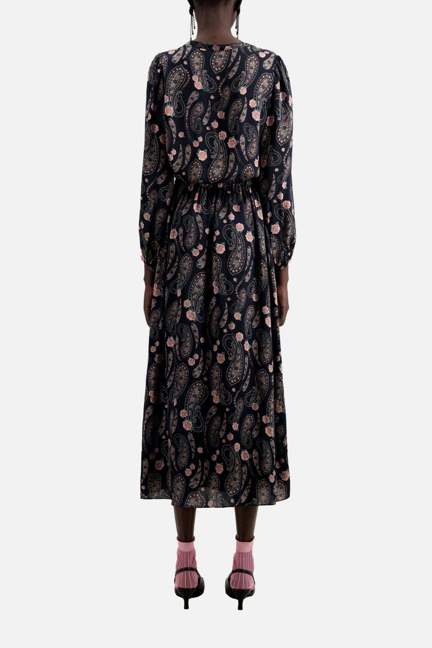 LONG DRESS WITH LONG SLEEVES BLACK/PINK 3