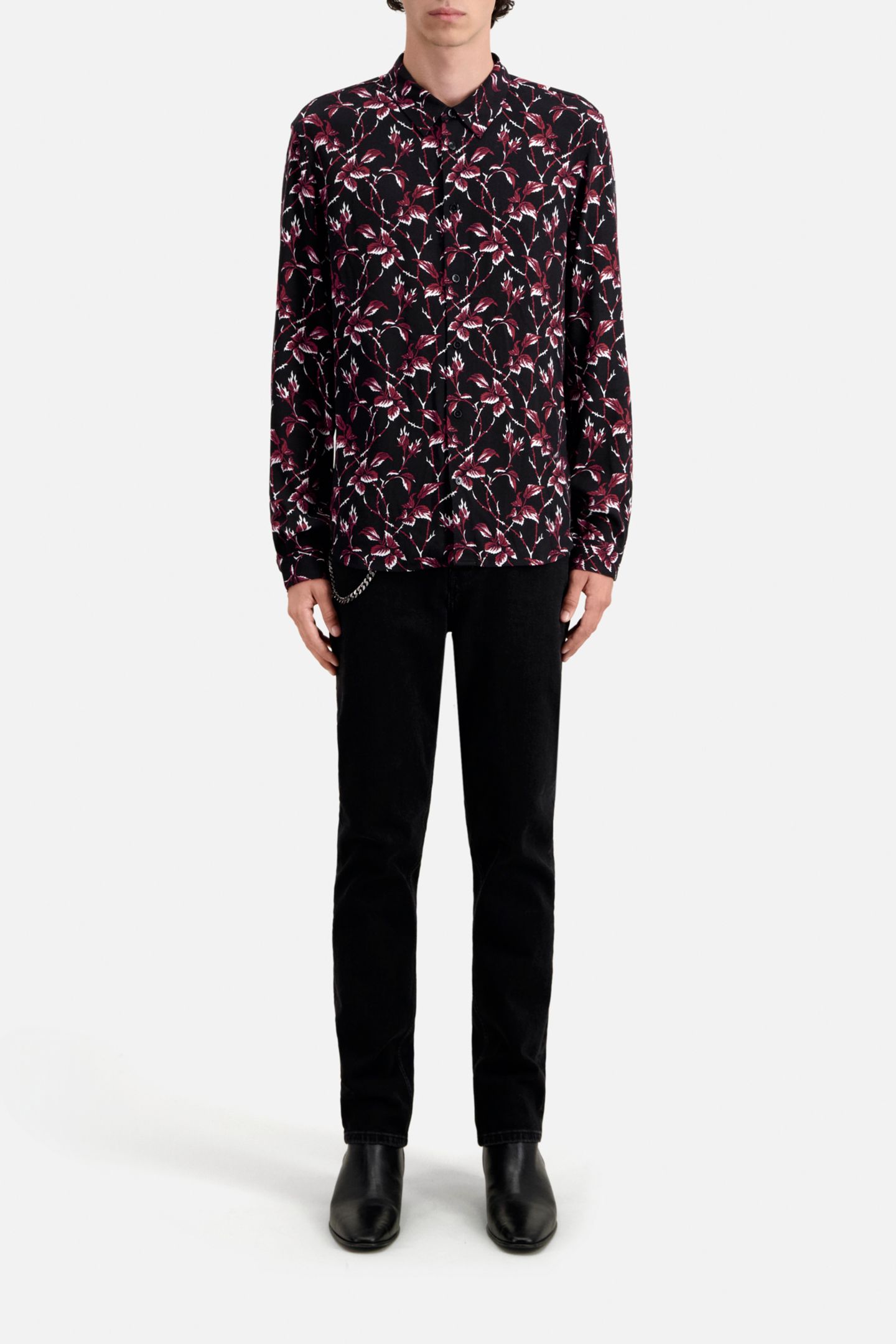 LONG SLEEVE SHIRT BLACK-BURGUNDY 2