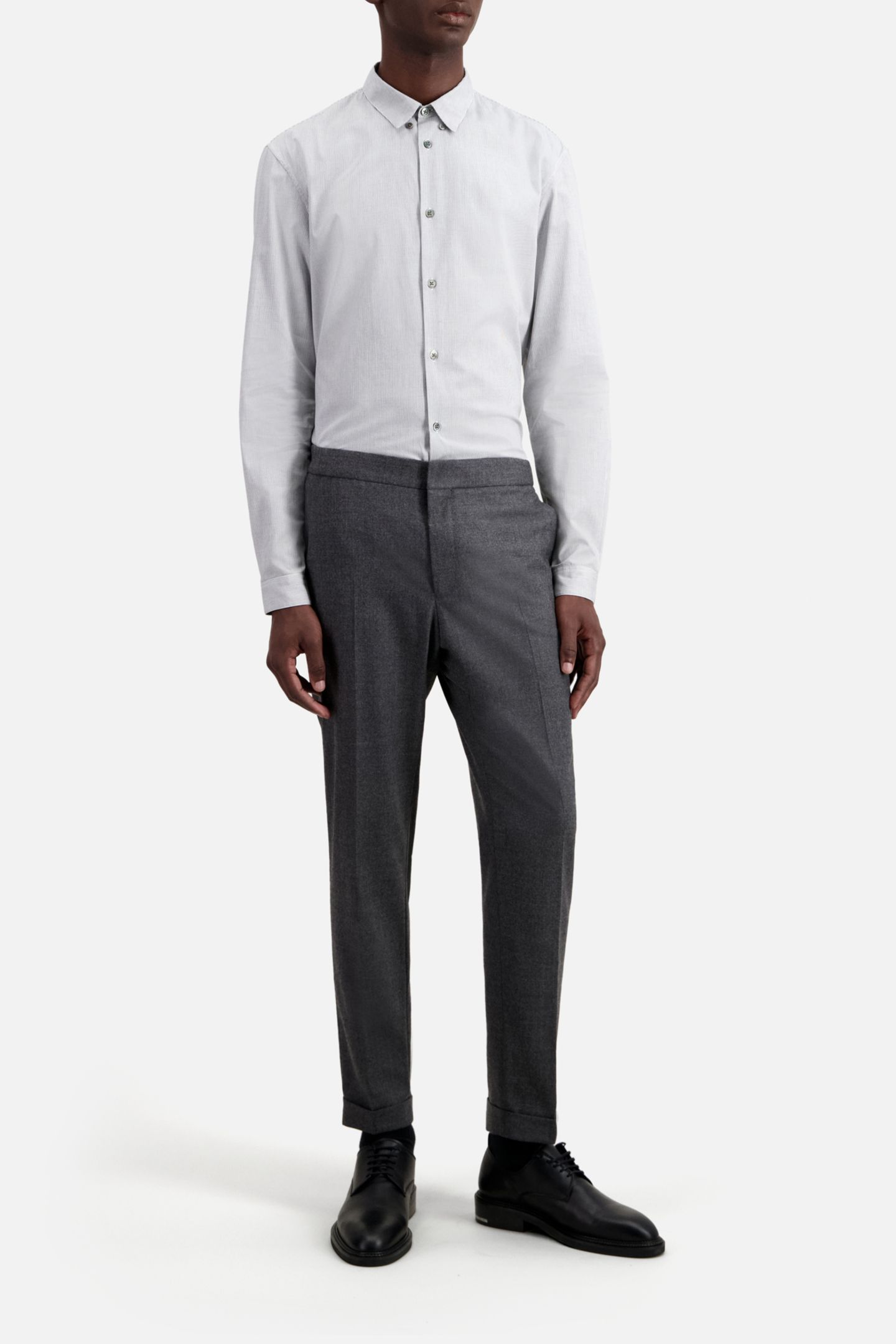 SEMI-ELASTIC FLANNEL SUIT TROUSERS GREY 5