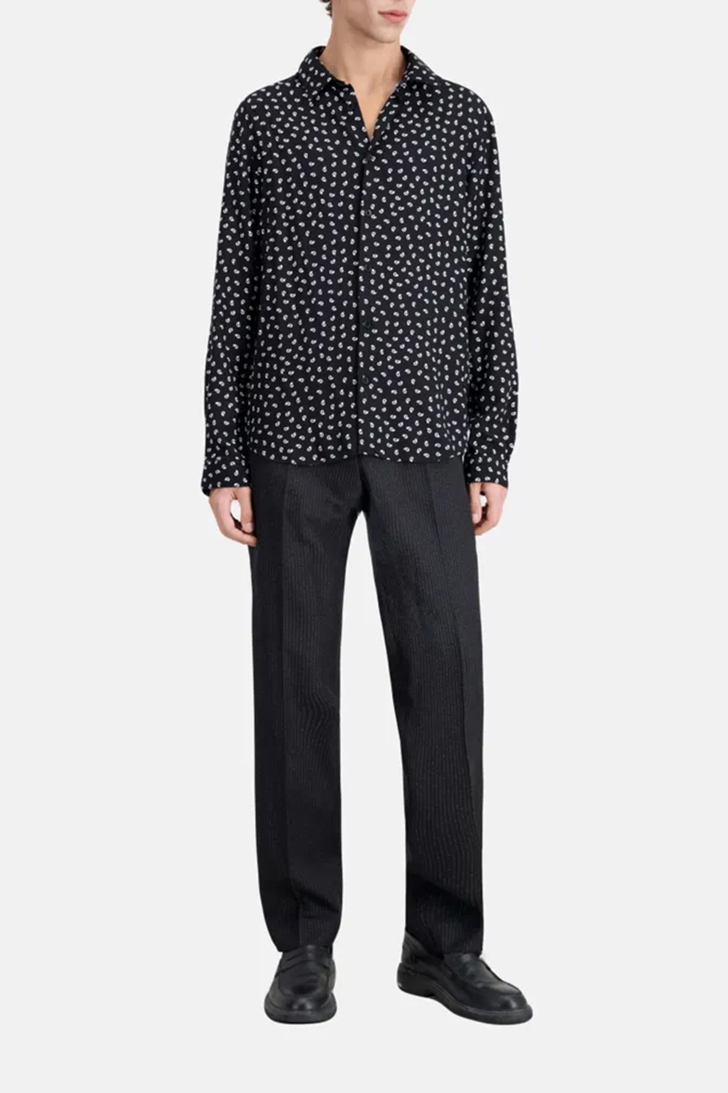 LONG SLEEVE SHIRT WITH CLASSIC COLLAR BLACK WHITE 2
