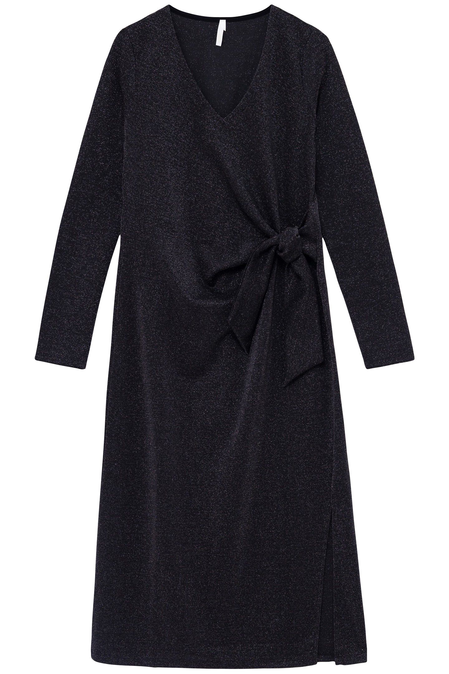BLACK SEQUIN MESH MAXI DRESS WITH SIDE TIE 3