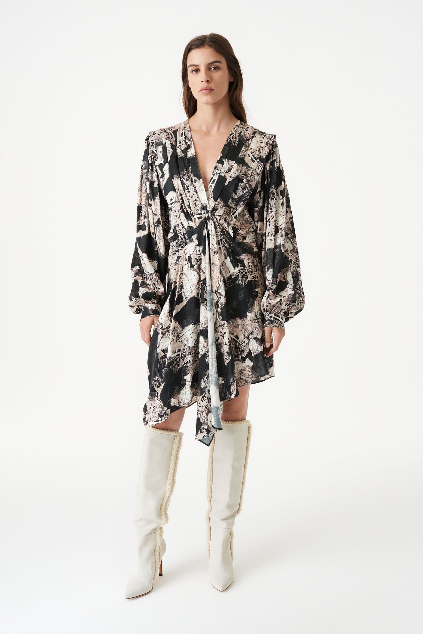 NIRVELI DRESS BLACK/BEIGE 2