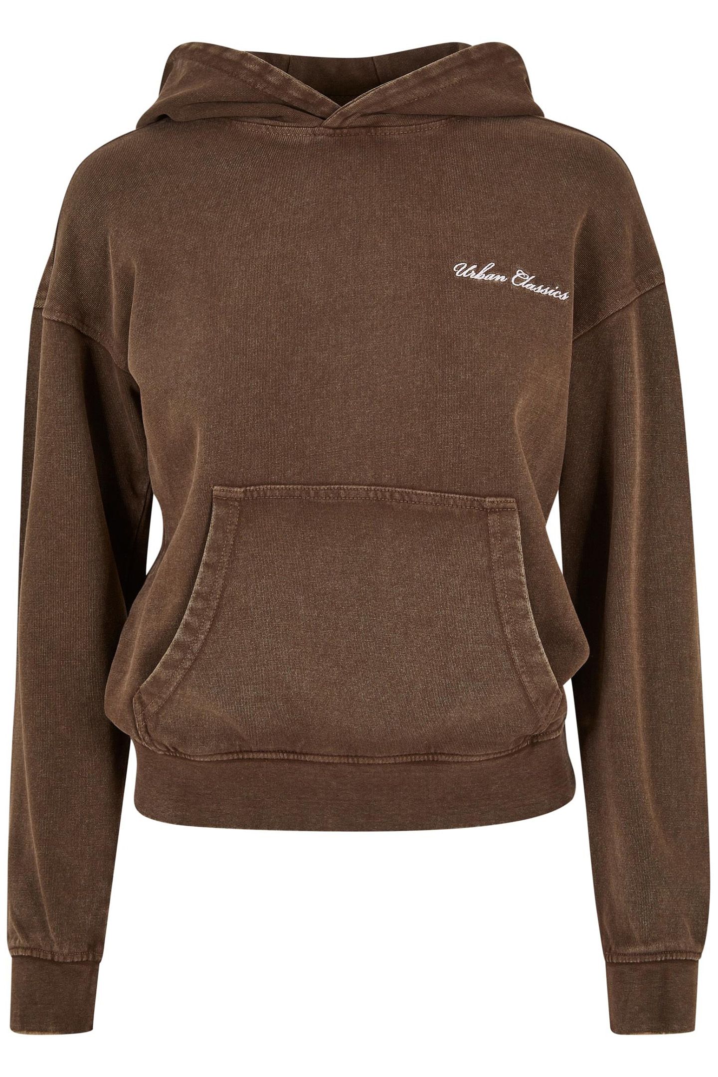 LADIES SMALL EMBROIDERY TERRY HOODY BROWN 1