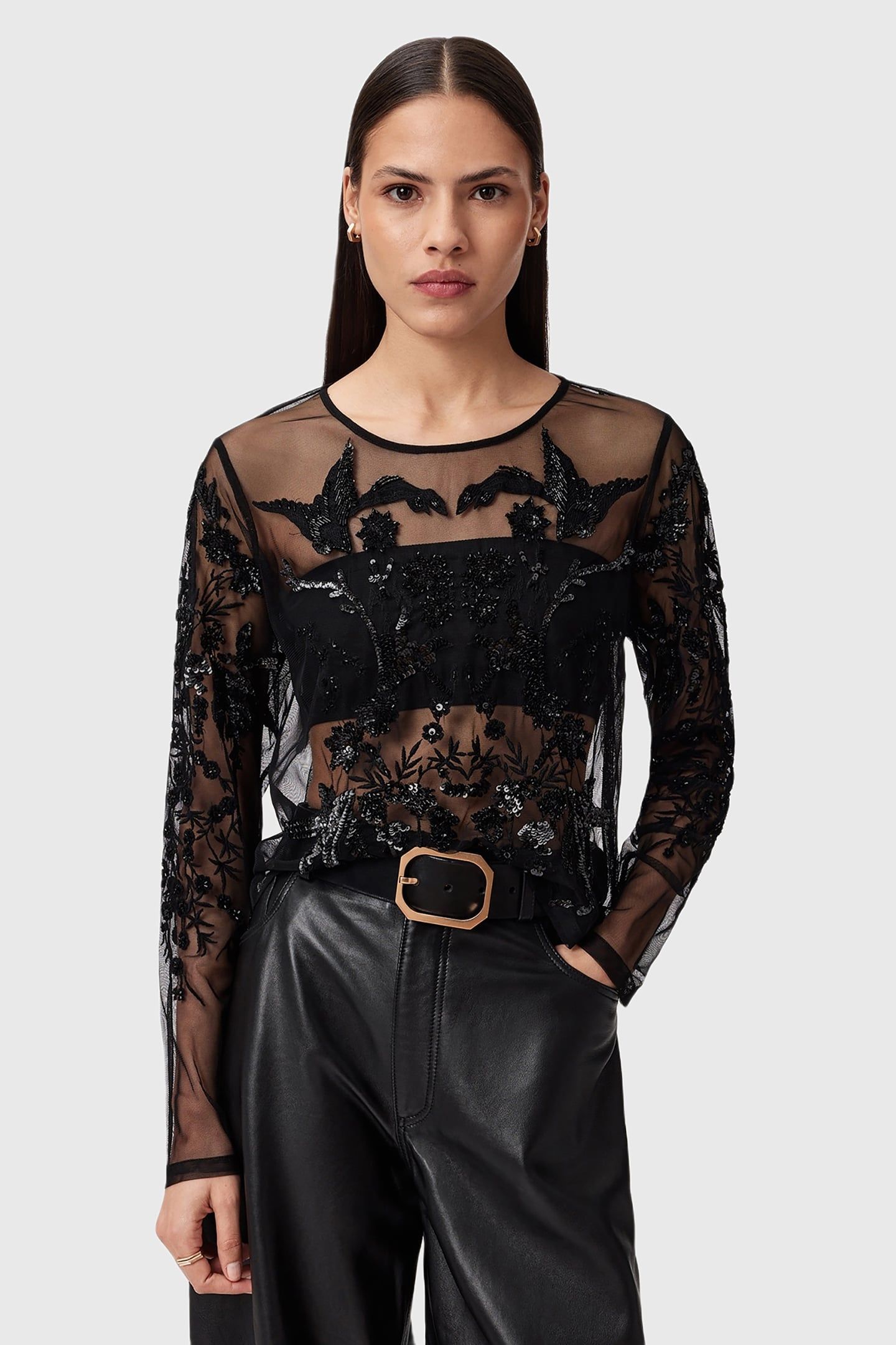 GRETA EMB TOP BLACK 1