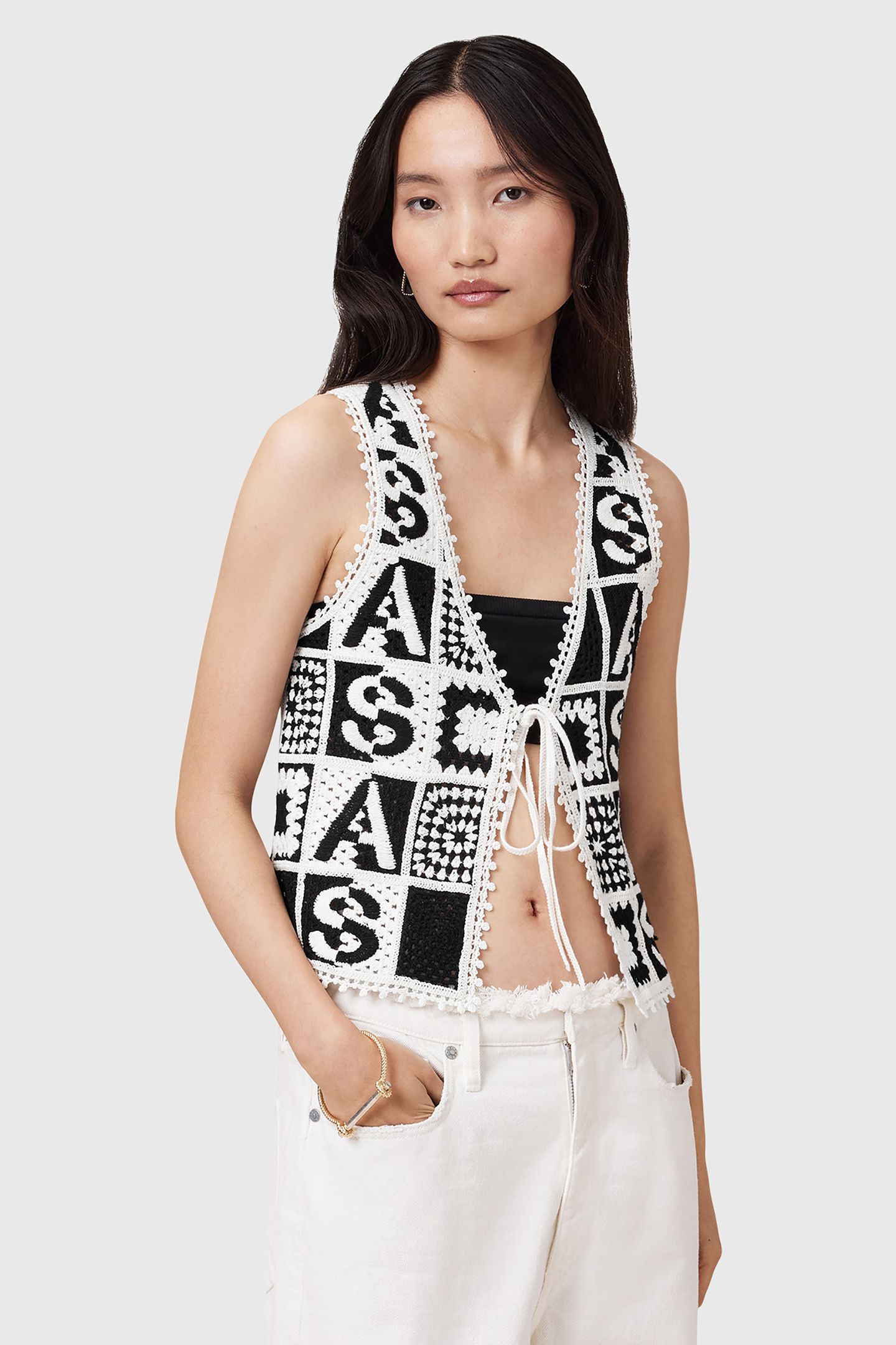 FLORENCE WAISTCOAT BLACK/CHALK WHITE 1