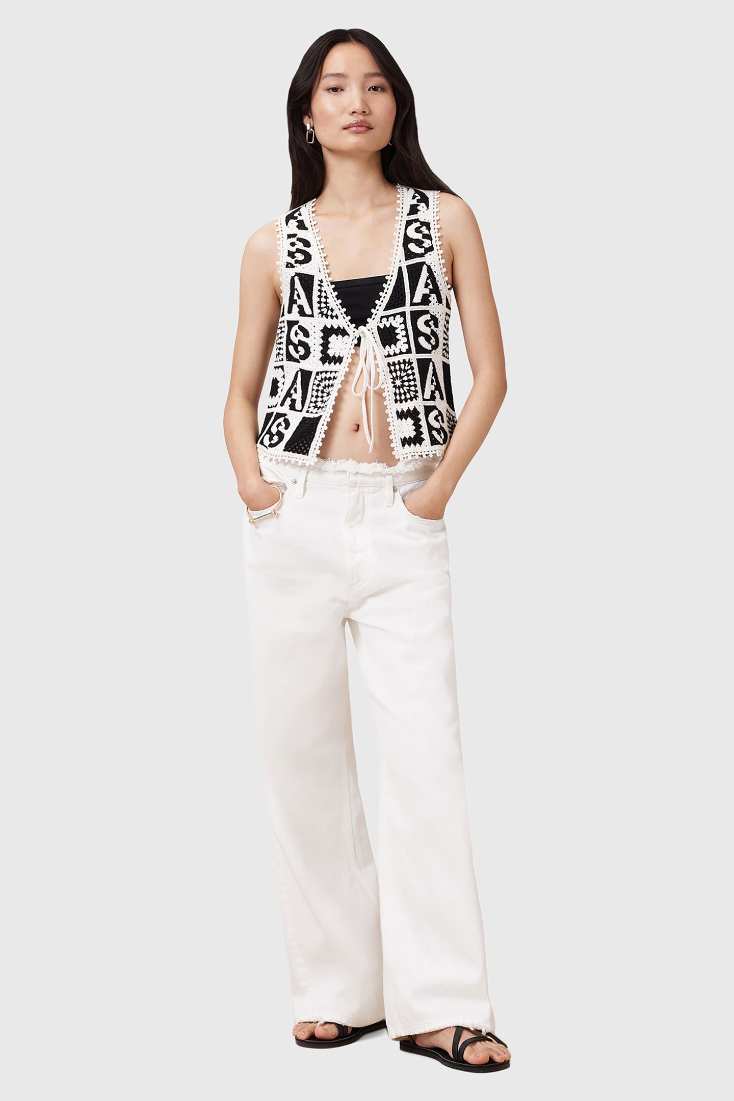 FLORENCE WAISTCOAT BLACK/CHALK WHITE 3