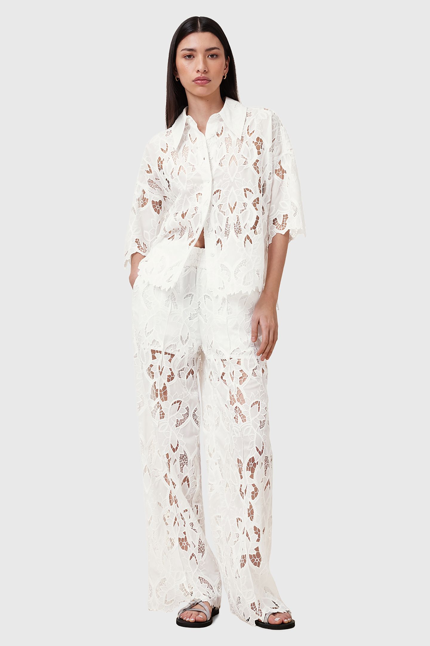 CHARLI EMB TROUSER SNOW WHITE 3