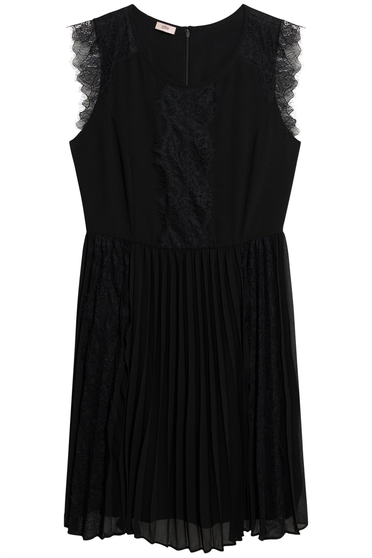 SHORT DRESS WITH LACE INSERTS BLACK 3
