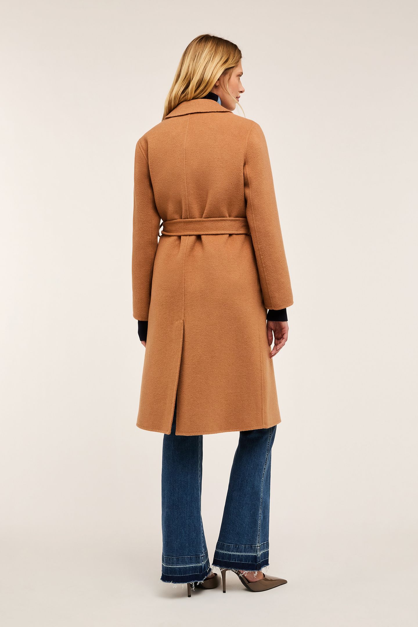 SINGLE-BREASTED DOUBLE CLOTH MIDI COAT BEIGE 2