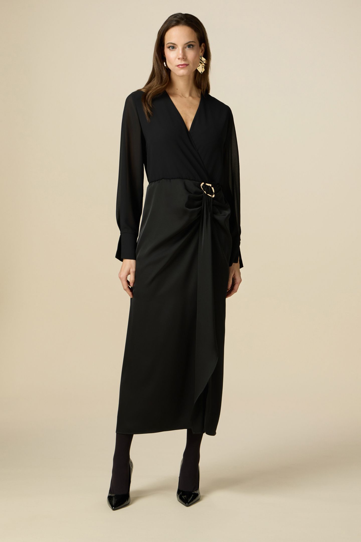 LONG DRESS WITH SATIN SKIRT BLACK 1