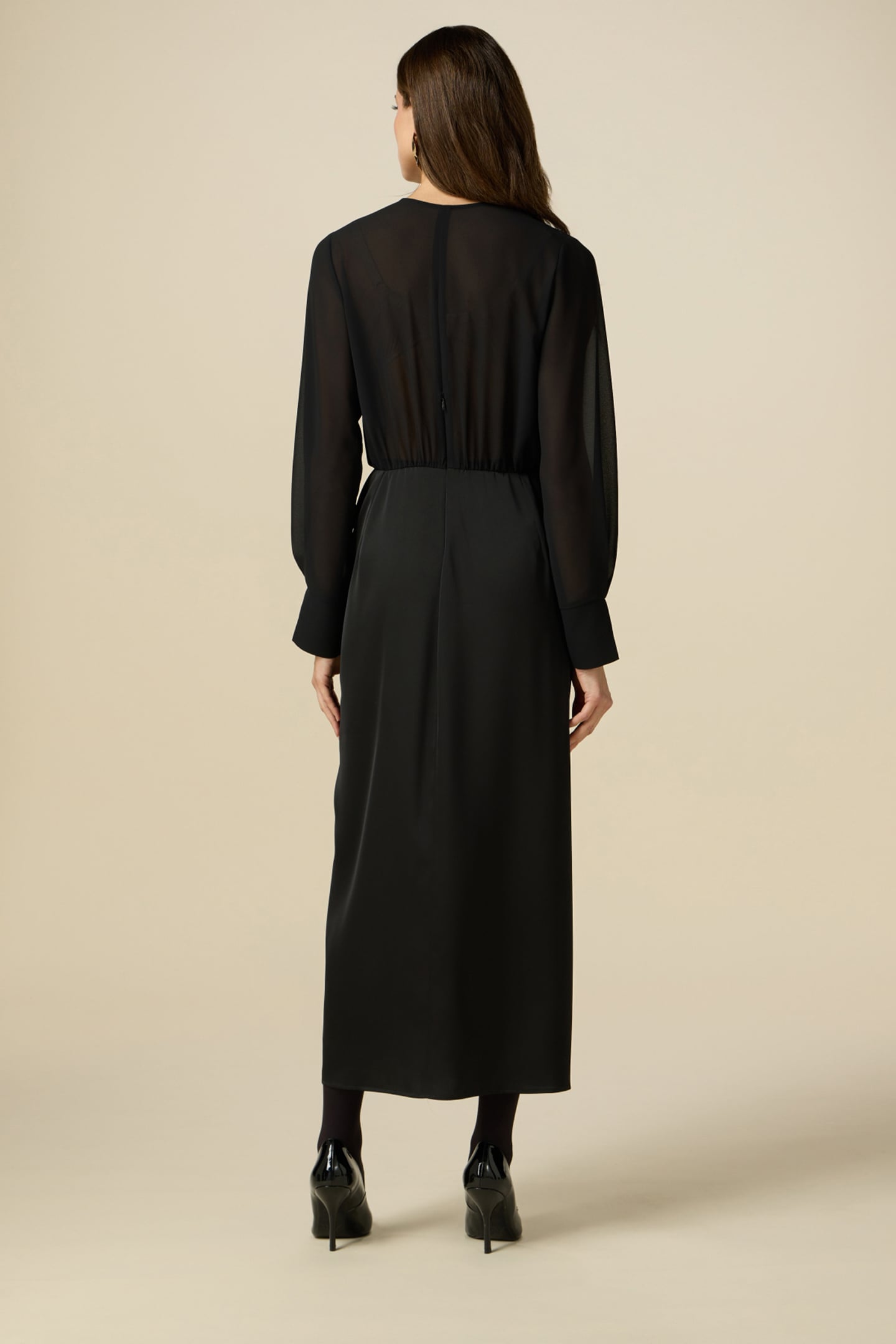 LONG DRESS WITH SATIN SKIRT BLACK 2