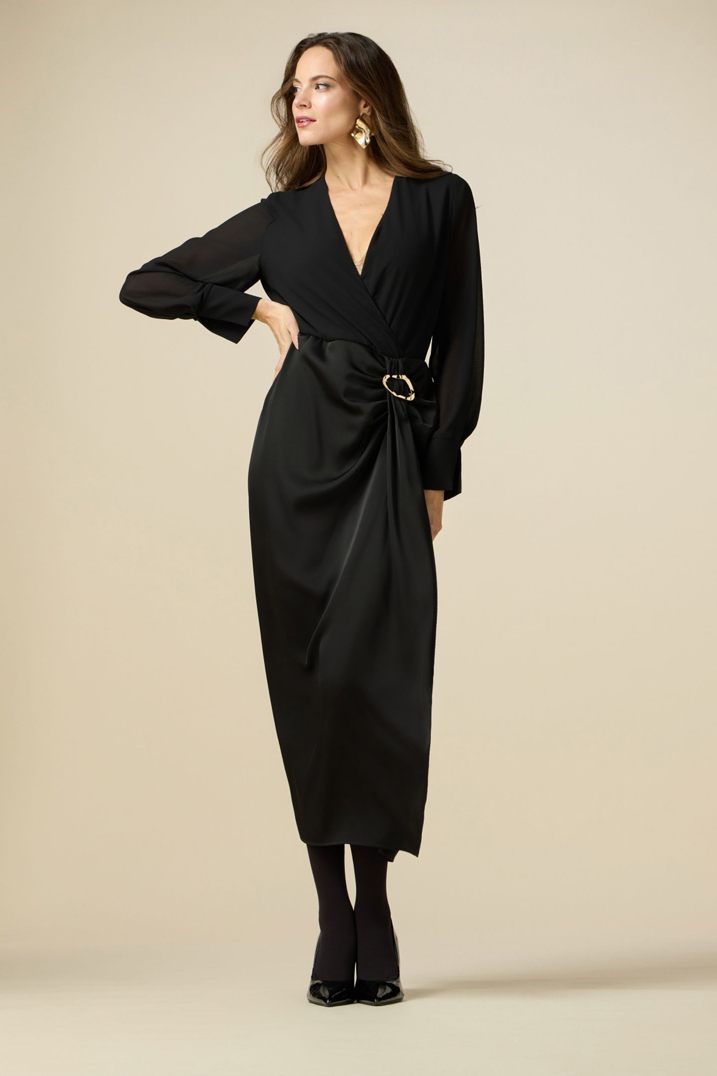 LONG DRESS WITH SATIN SKIRT BLACK 4